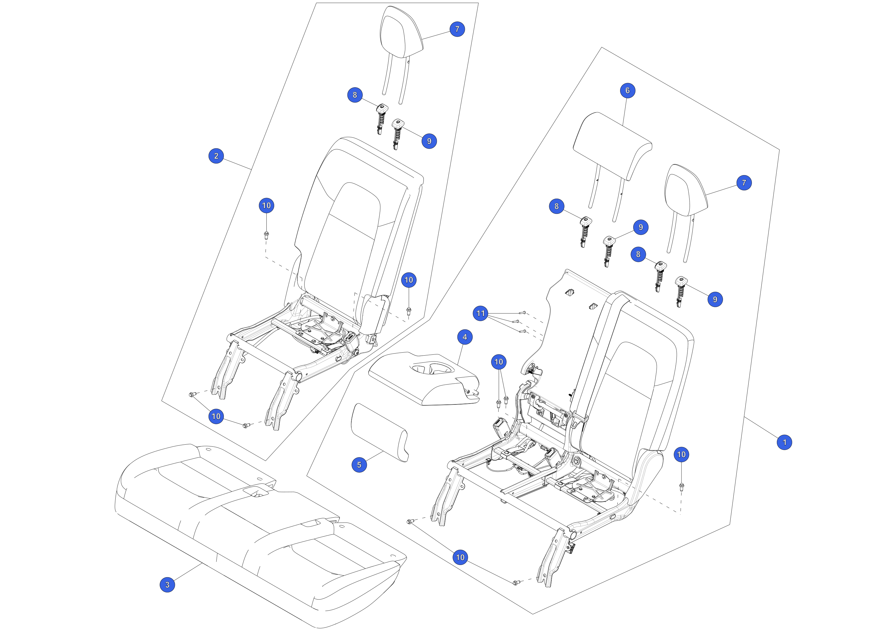 SECOND ROW - SEAT CUSHION ASSEMBLY - WHITE – 1552127-C4-A