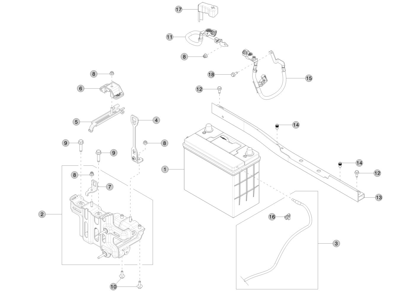 12V BATTERY, UPPER TIE-DOWN BRACKET (1 pcs.) – 1118599-00-C