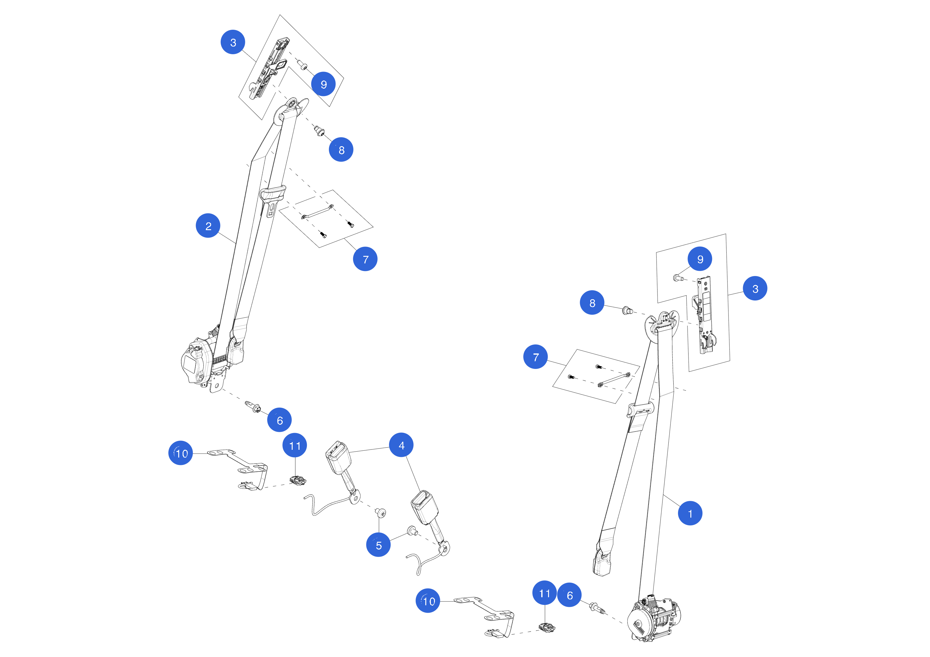 FIRST ROW - SEATBELT RETRACTOR ASSEMBLY - RIGHT HAND - OVERSEAS (1 pcs.)
