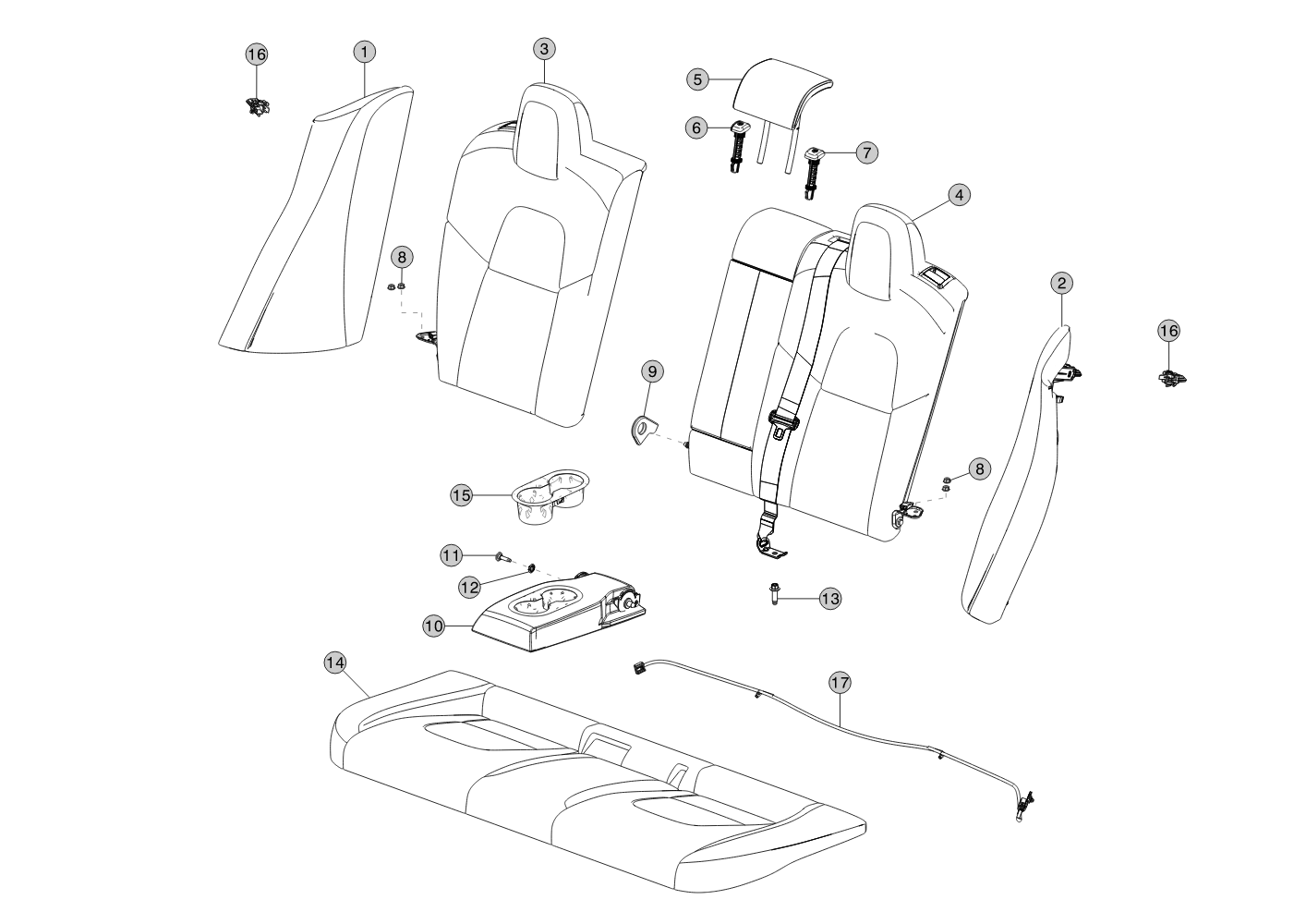 2ND ROW BOLSTER - RIGHT HAND - WHITE – 1096031-04-K