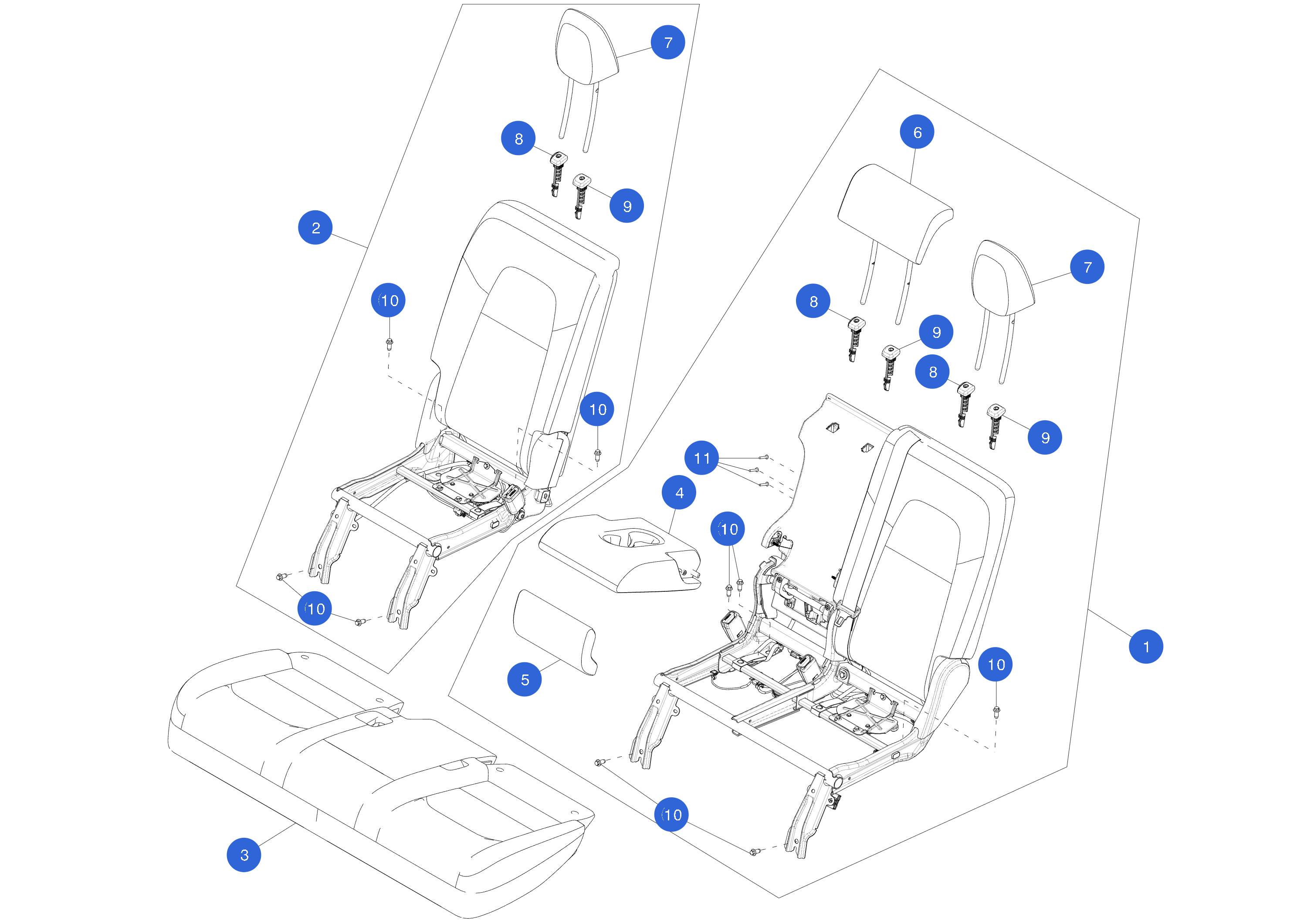 SECOND ROW ARMREST ASSEMBLY - 5-SEATER - BLACK (1 pcs.) – 1493930-51-E
