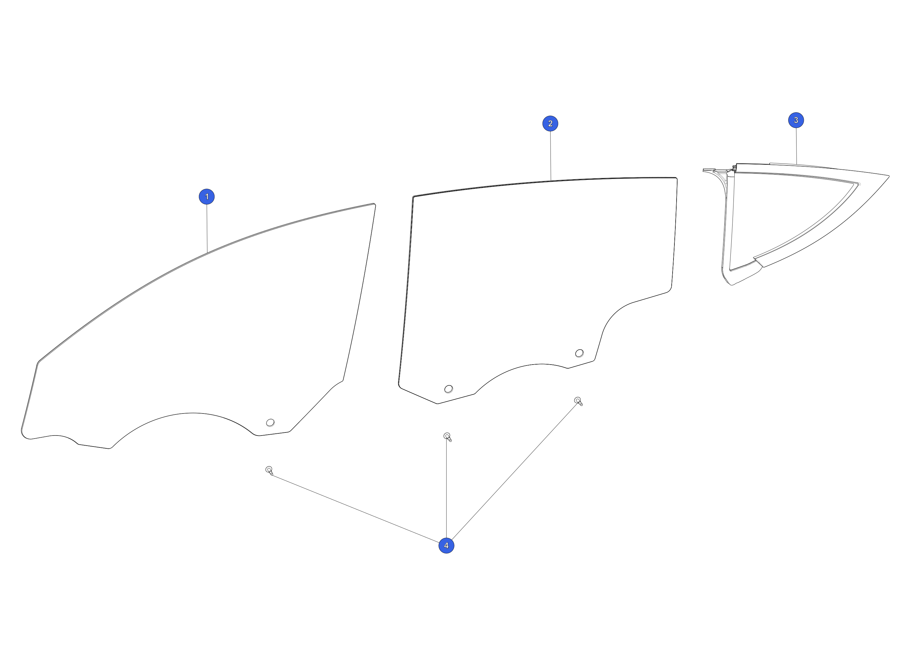 REAR LEFT HAND NAKED GLASS (HK&M) – 1616118-00-A