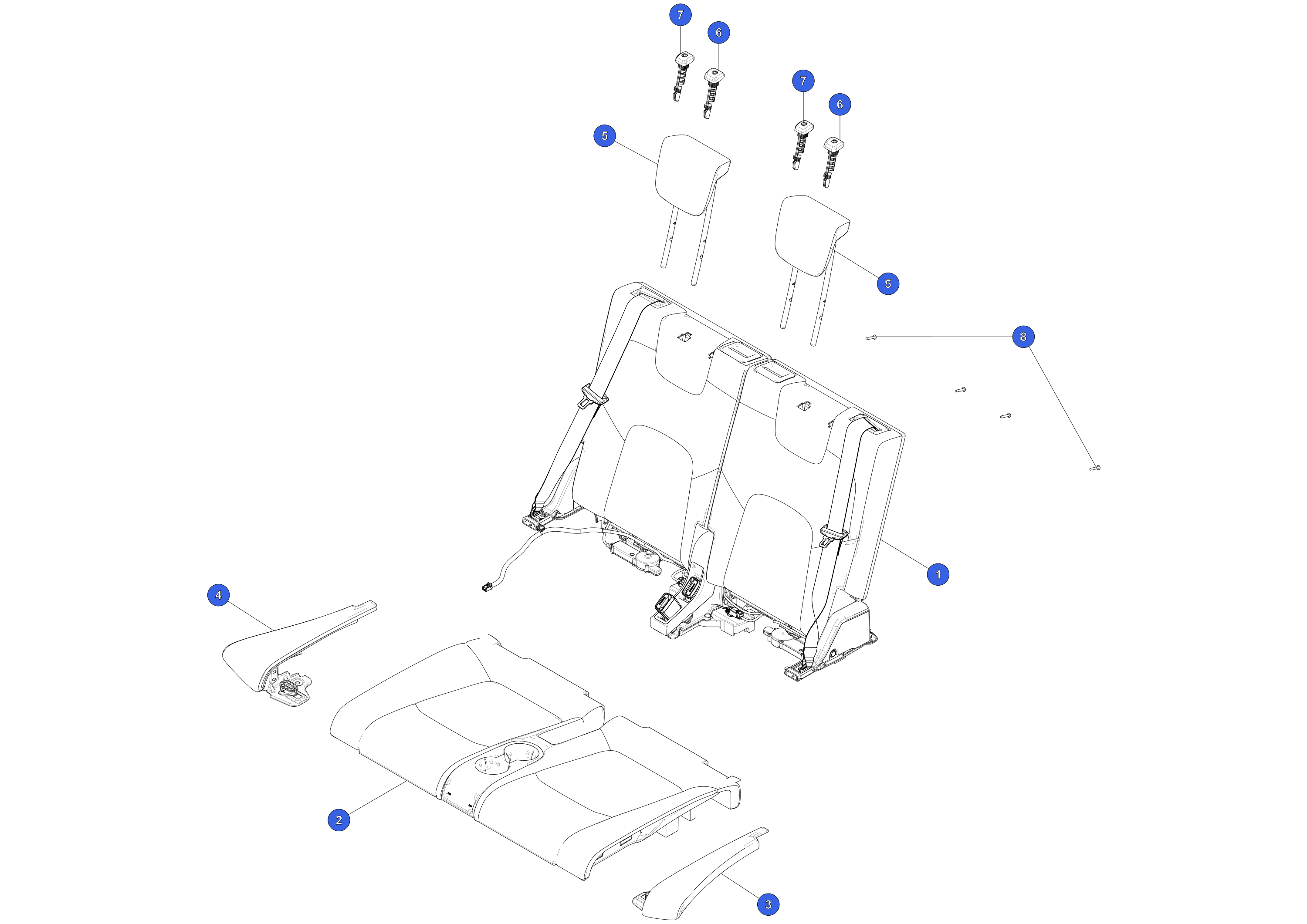 THIRD ROW SEAT CUSHION ASSEMBLY - PUR BLACK – 3907898-E1-A