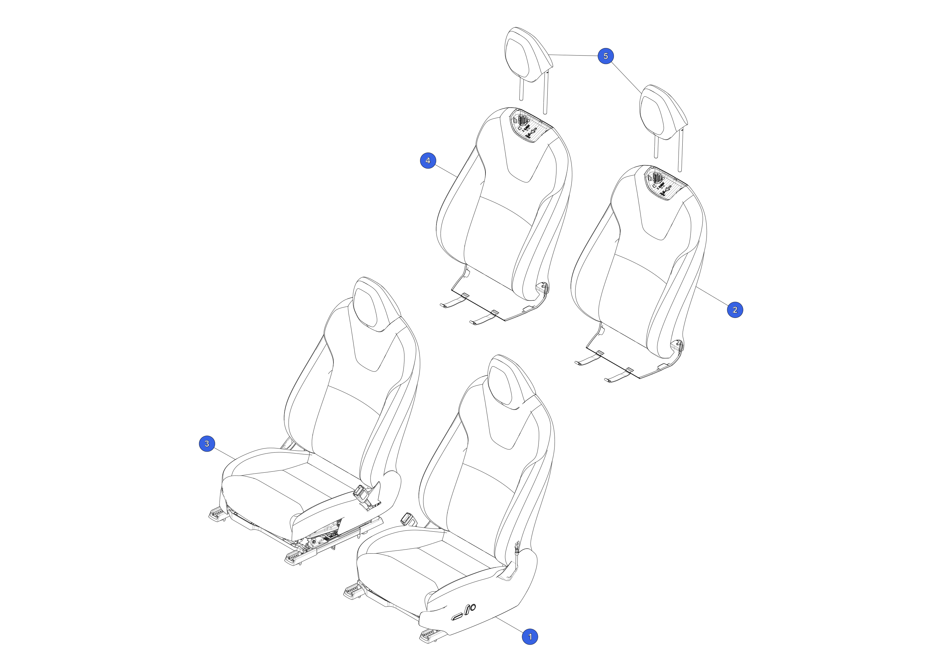 1ST ROW SEAT ASSEMBLY - LEFT HAND DRIVE - LEFT HAND - LONG RANGE - CREAM – 4876527-73-A