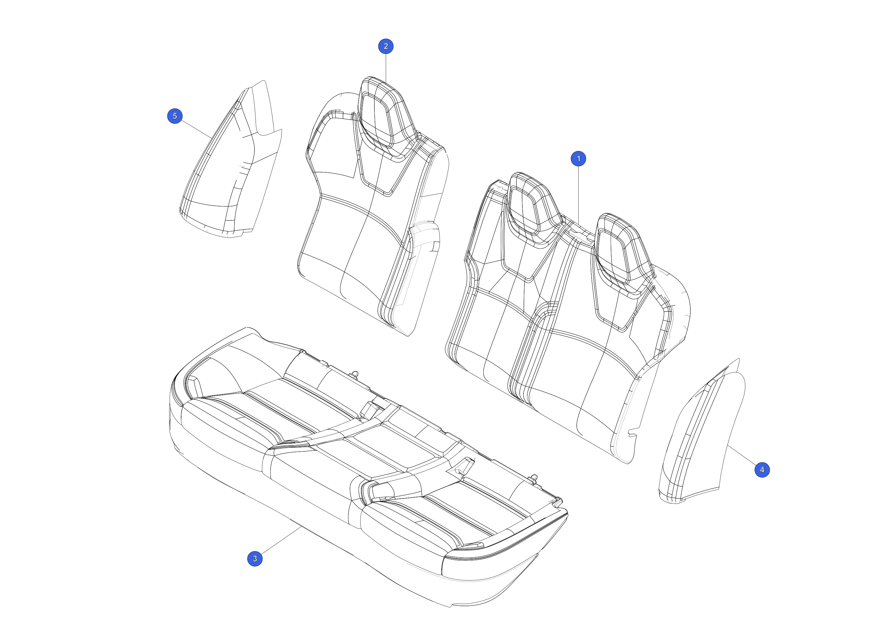 EUROPE/APAC- 2ND ROW SEAT BACK - LEFT HAND - PUR WHITE – 9876533-01-A