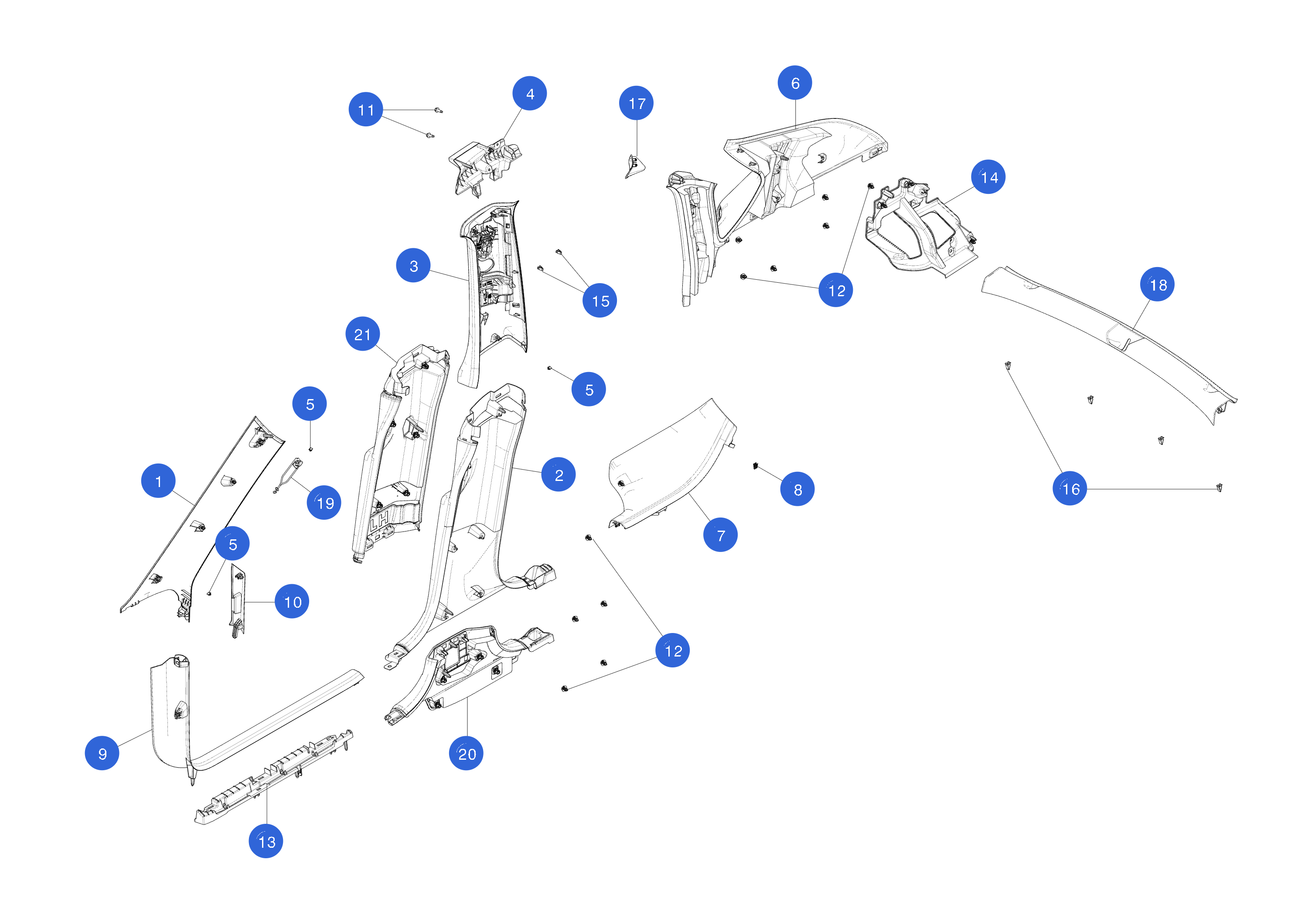 C-PILLAR UPPER TRIM ASSEMBLY - LEFT HAND (1 pcs.) – 1622252-00-D