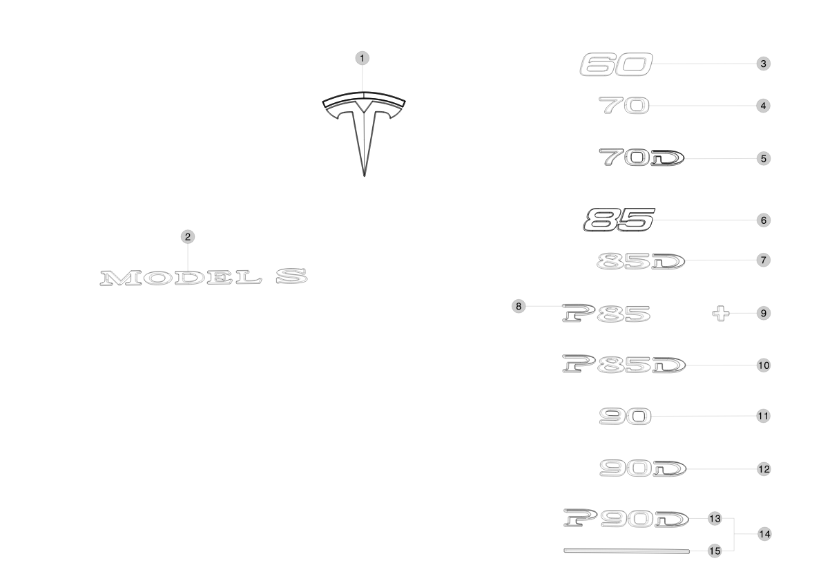 P85D/P90D LUDICROUS CHROME BAR BADGE (1 pcs.) – 1067217-00-B