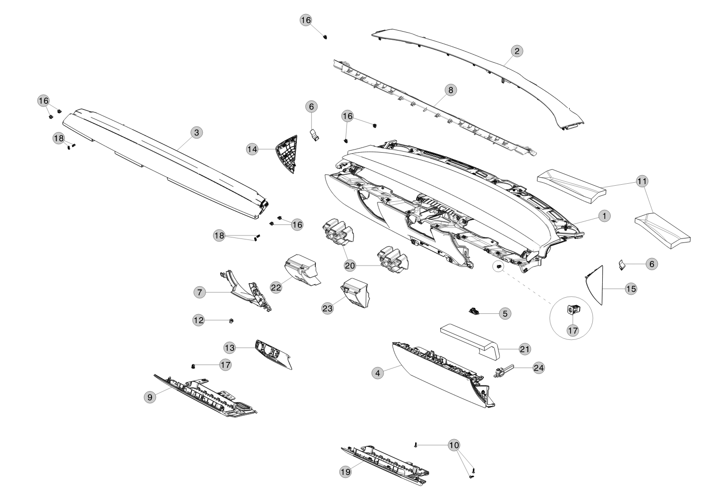 INSTRUMENT PANEL - GLOVE BOX ASSEMBLY - NVH PAD – 1083332-00-E