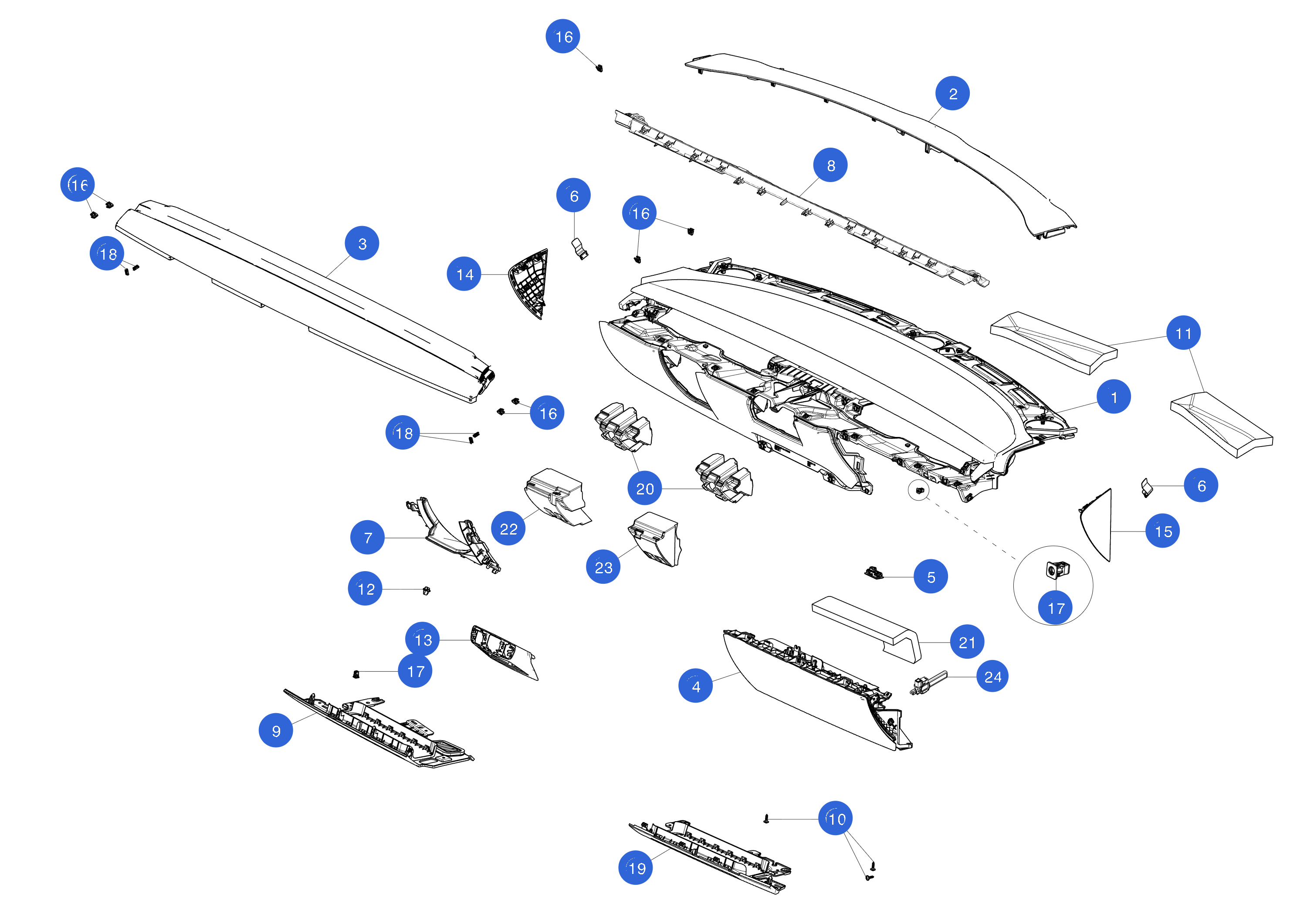 INSTRUMENT PANEL - STEERING COLUMN - CLIP REVIEBRE (1 pcs.) – 1099272-00-E