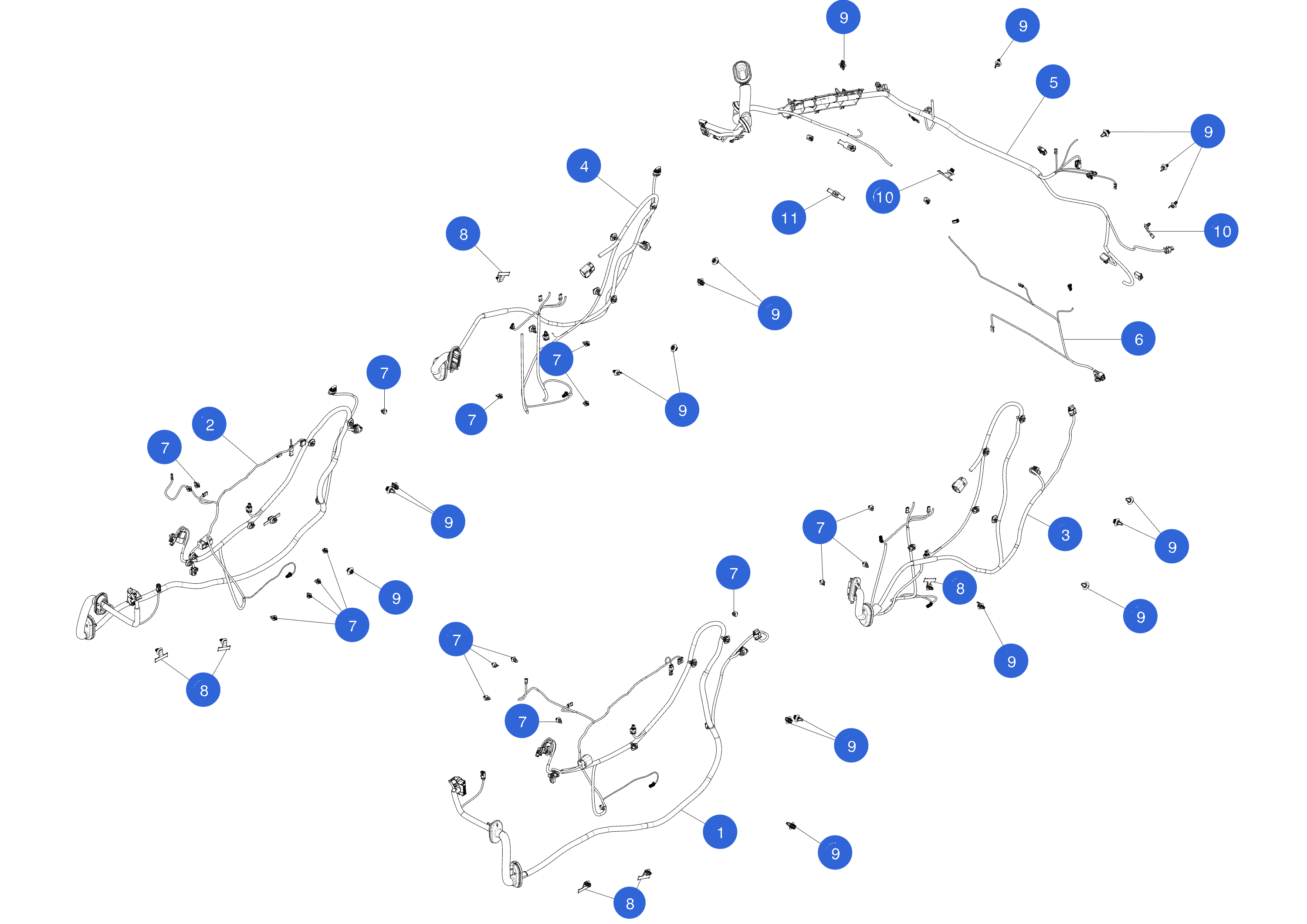 HARNESS ASSEMBLY - FRONT RIGHT HAND DOOR - PREMIUM - LEFT HAND DRIVE (1 pcs.) – 1489052-00-F