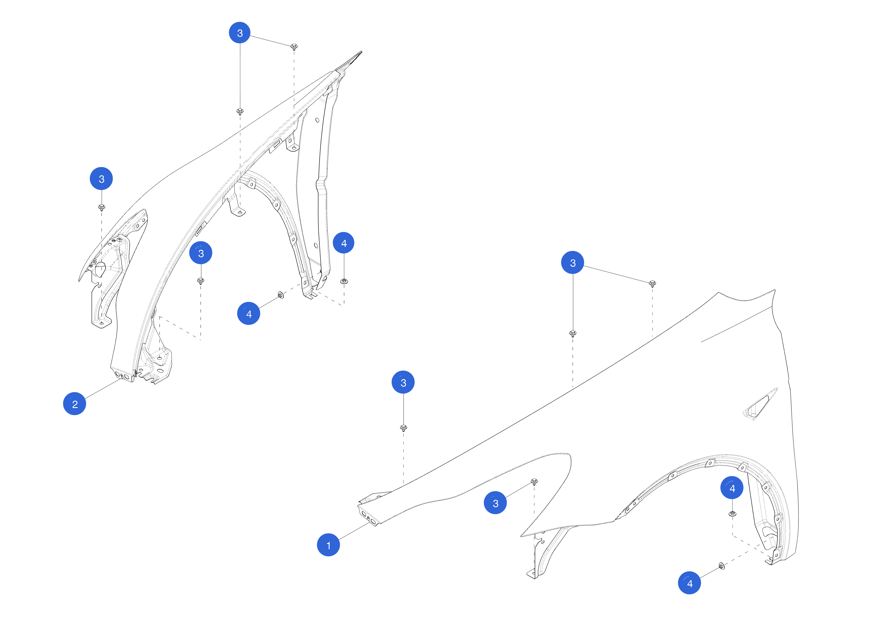 FENDER ASSEMBLY - RIGHT HAND - SERVICE E-COATED (1 pcs.)