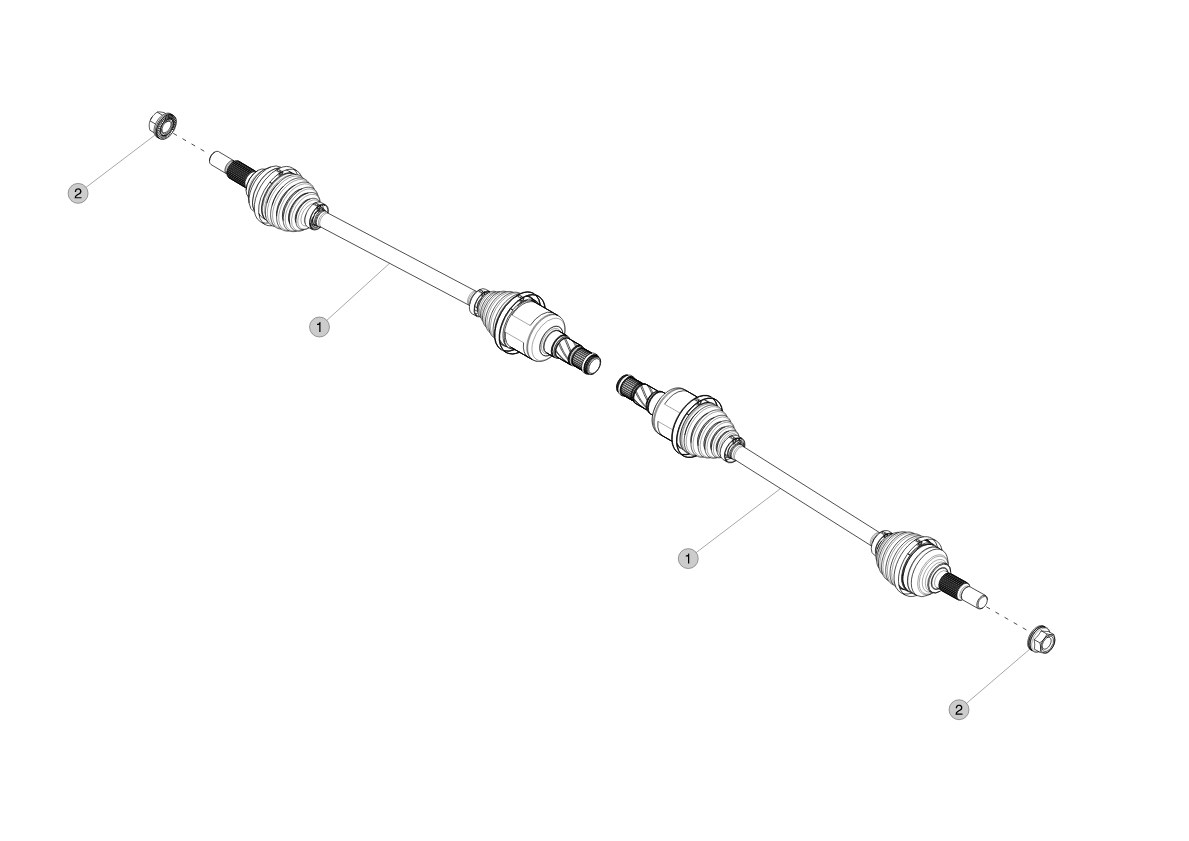 HALF SHAFT ASSEMBLY- 25MM X 540MM SHAFT (2 pcs.) – 1536670-00-B