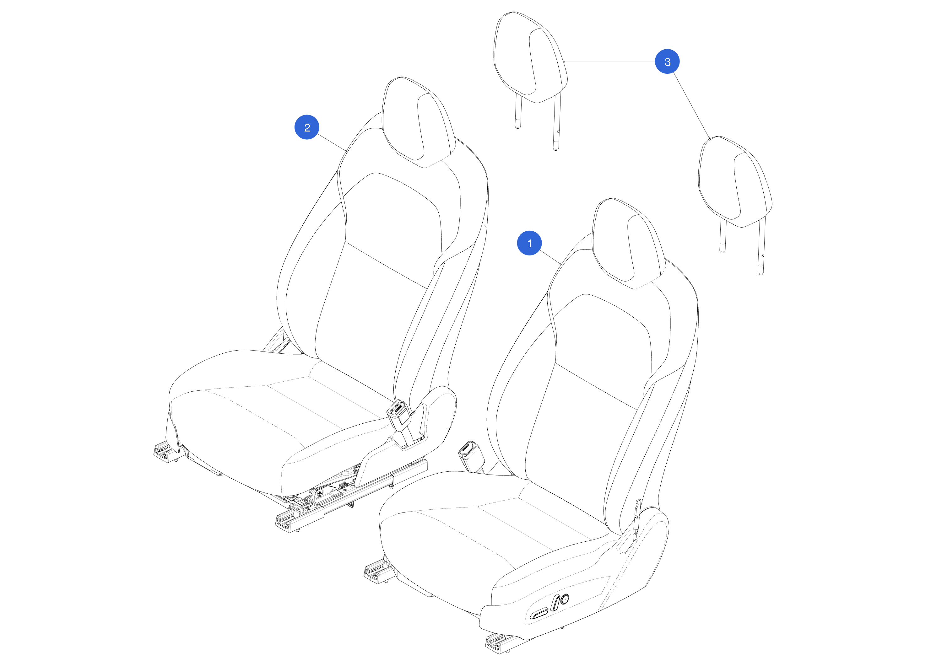 FIRST ROW HEADREST ASSEMBLY - PUR - BLACK – 1699949-01-D