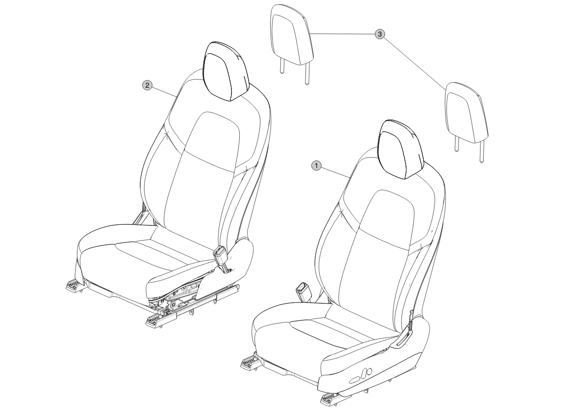 1ST ROW SEAT ASSEMBLY - LEFT HAND - PUR WHITE (1 pcs.) – 1456942-C2-D
