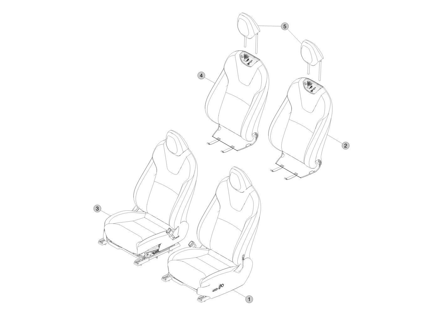 1ST ROW SEAT ASSEMBLY - LEFT HAND DRIVE - RIGHT HAND - PERFORMANCE - BLACK (1 pcs.) – 4876524-05-C