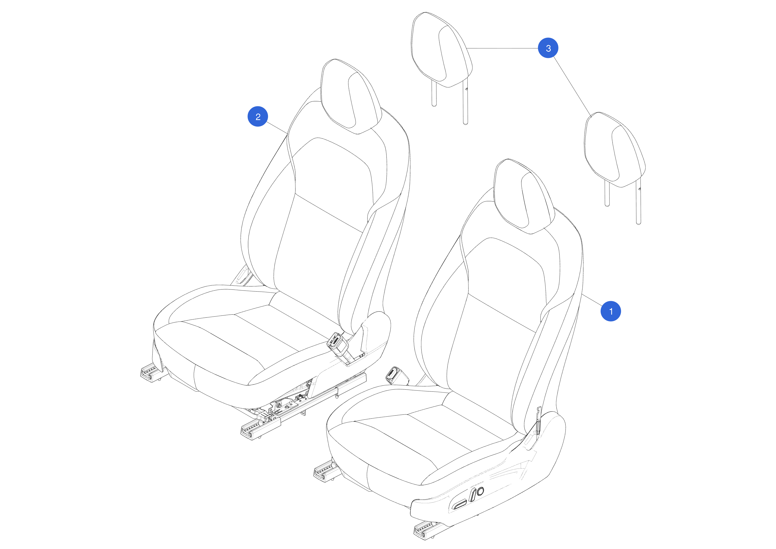 FIRST ROW SEAT ASSEMBLY - LEFT HAND DRIVE - LEFT HAND - WHITE – 2700040-E2-A