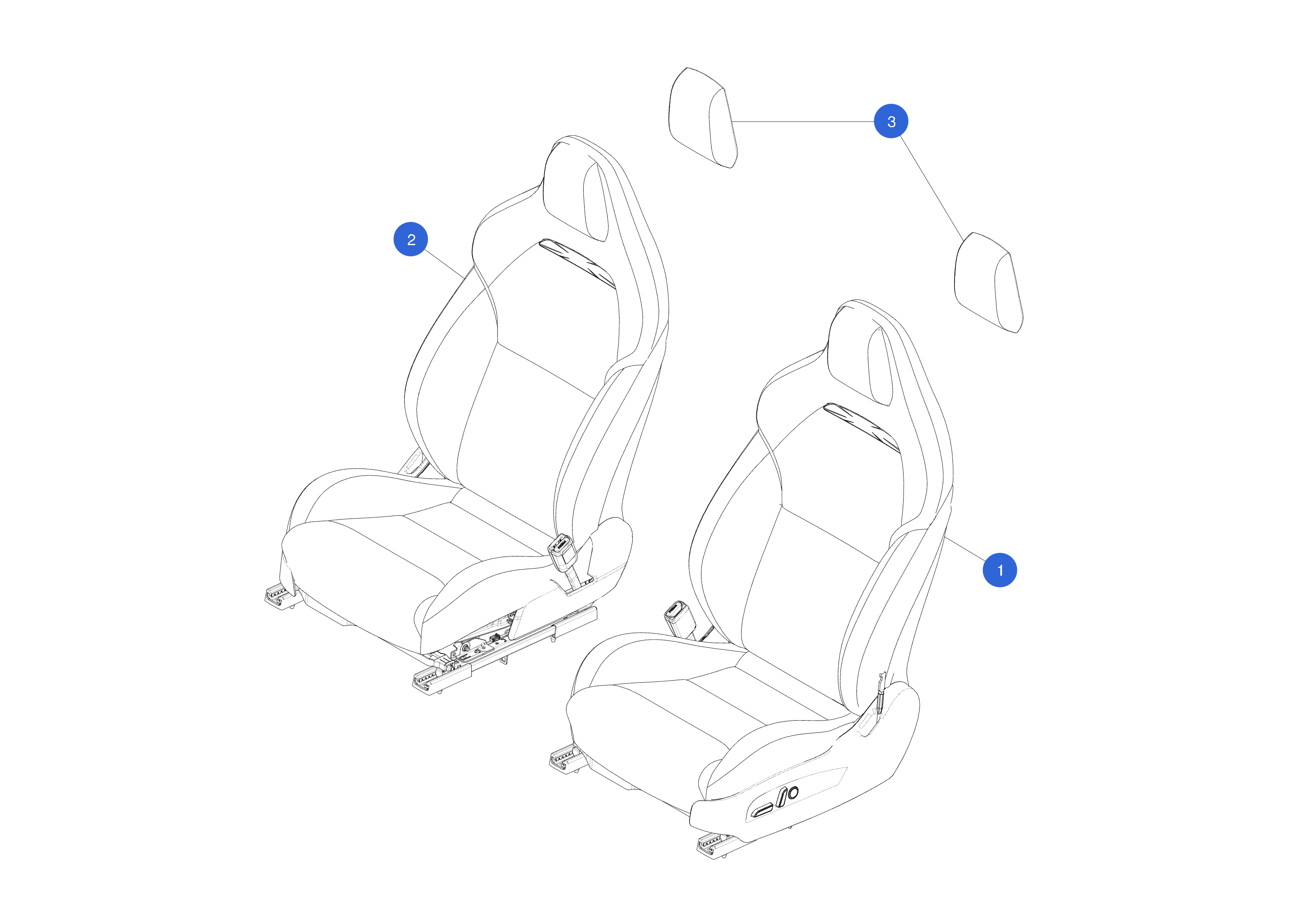 1ST ROW SEAT ASSEMBLY LEFT HAND DRIVE- LEFT HAND- BLACK- PERFORMANCE-WITHOUT SBR – 1700042-C5-B