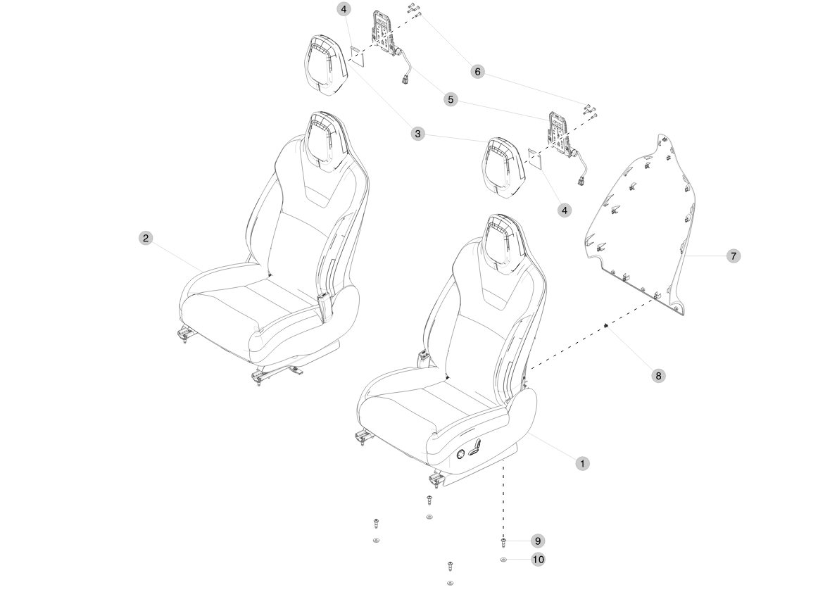 FIRST ROW HEADREST ASSEMBLY - PREMIUM - WHITE (2 pcs.) – 1065501-01-B