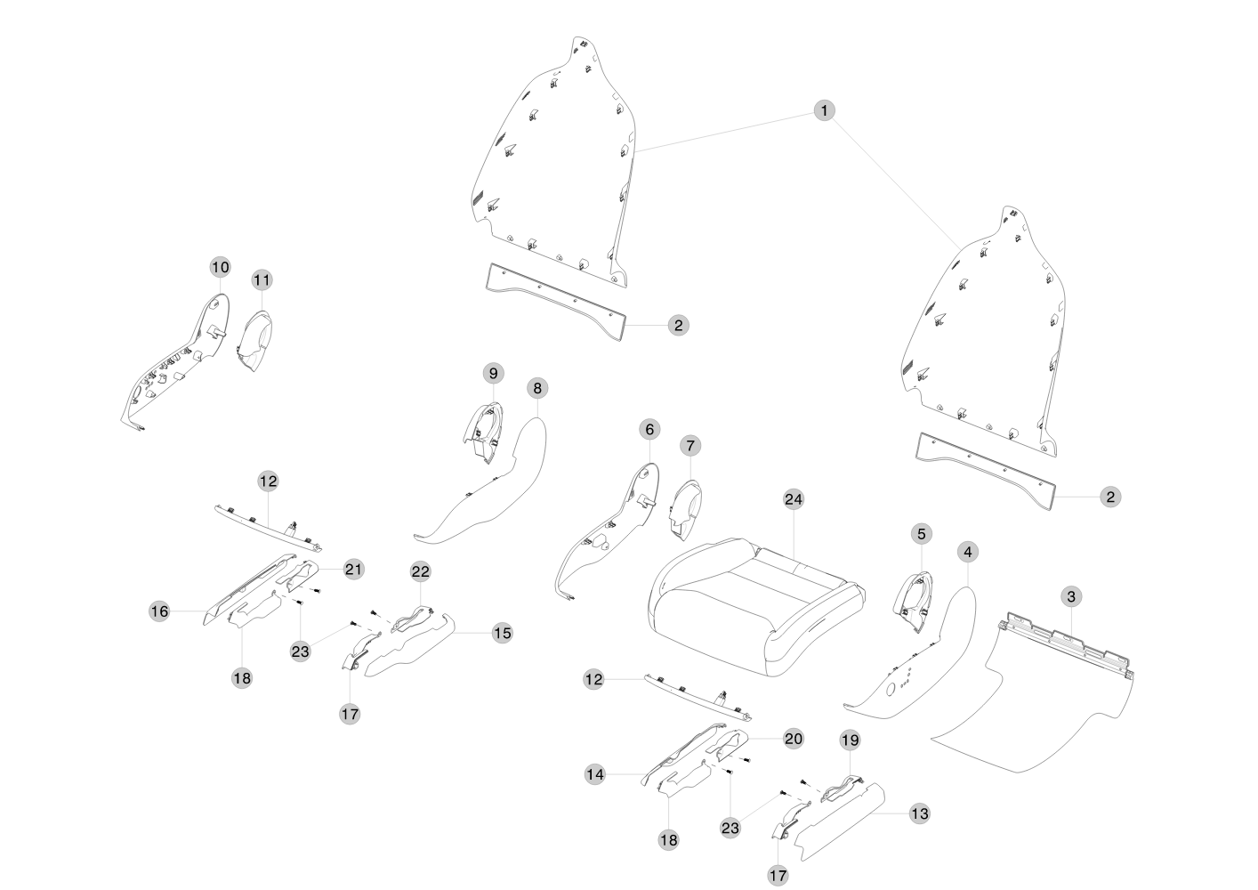 1ST ROW INBOARD SIDESHIELD - FOR LEFT HAND SEAT (1 pcs.) – 1066595-00-A