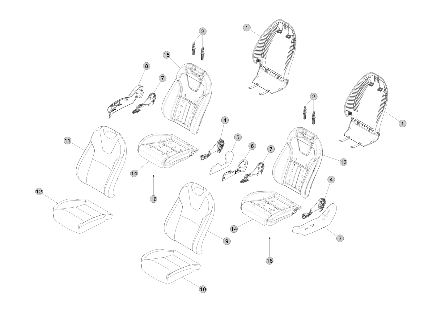 1ST ROW SEAT BACK SOFT TRIM COVER ASSEMBLY - LEFT HAND - PERFORMANCE CREAM - FARSIDE AIRBAG (1 pcs.) – 1608639-05-F