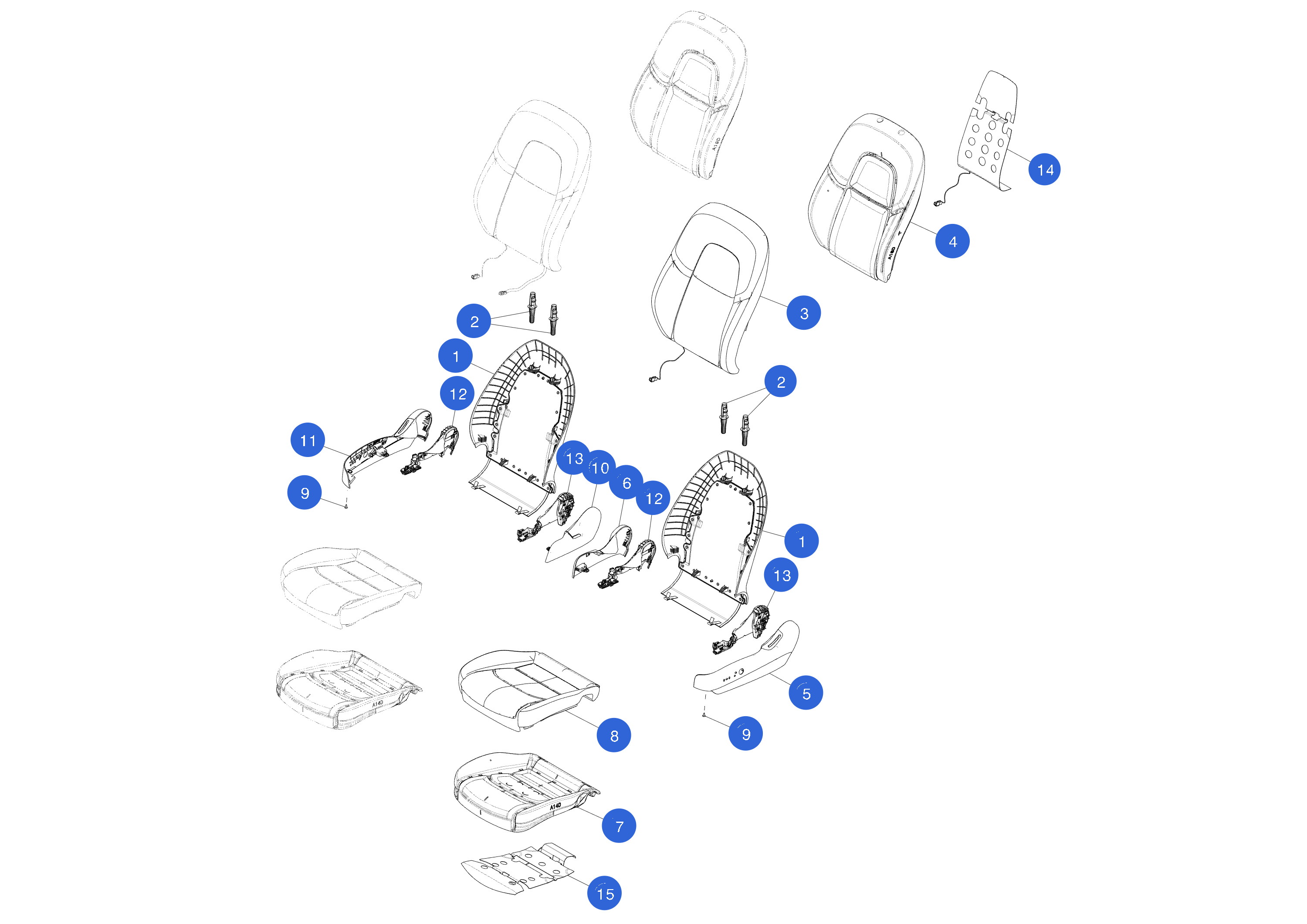 FIRST ROW SIDESHIELD CARRIER - RIGHT SIDE - COMMON FOR LEFT AND RIGHT HAND SEAT (2 pcs.) – 1584321-00-F