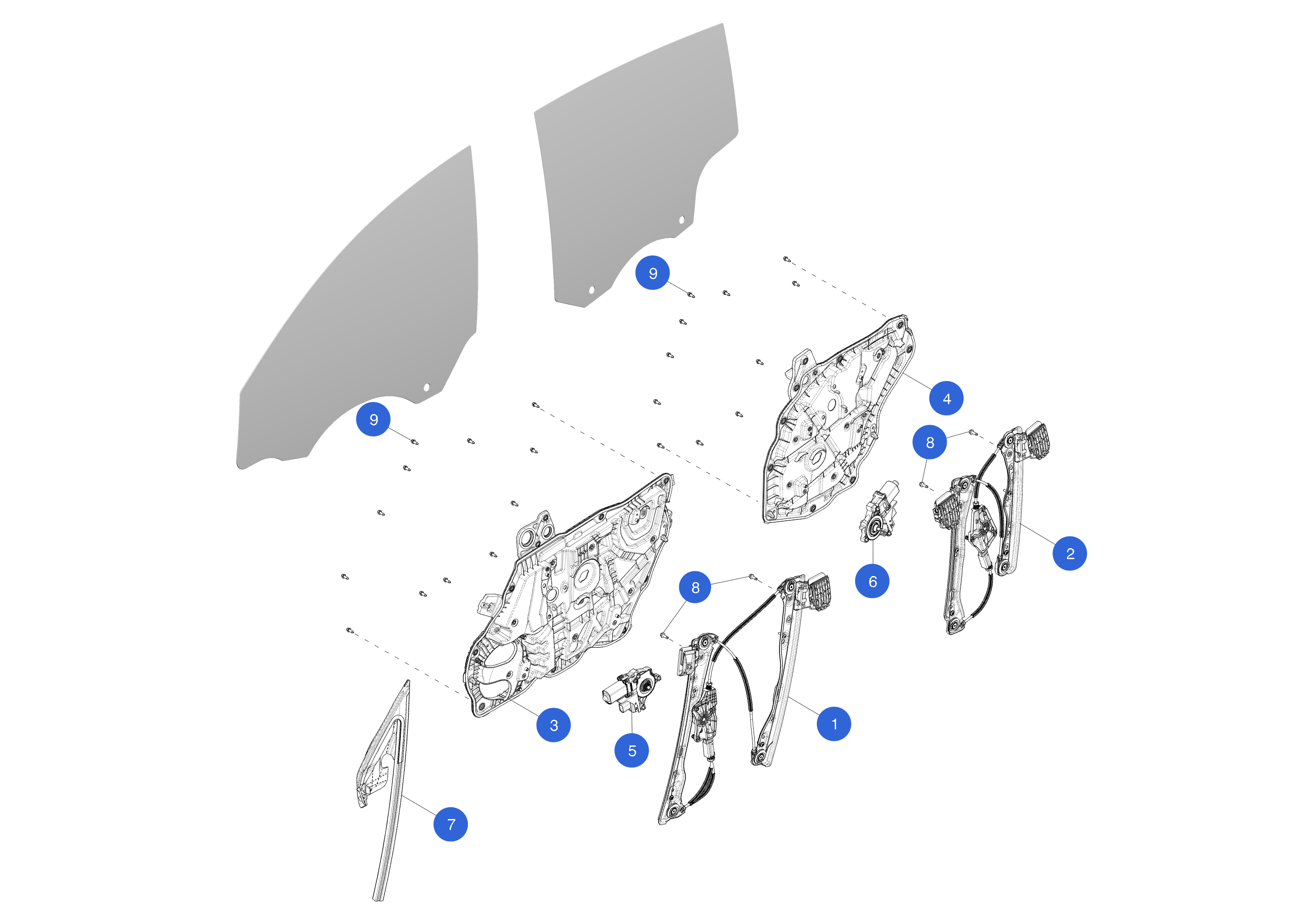 WINDOW REGULATOR CLOSEOUT - REAR DOOR - LEFT HAND – 2004644-00-A