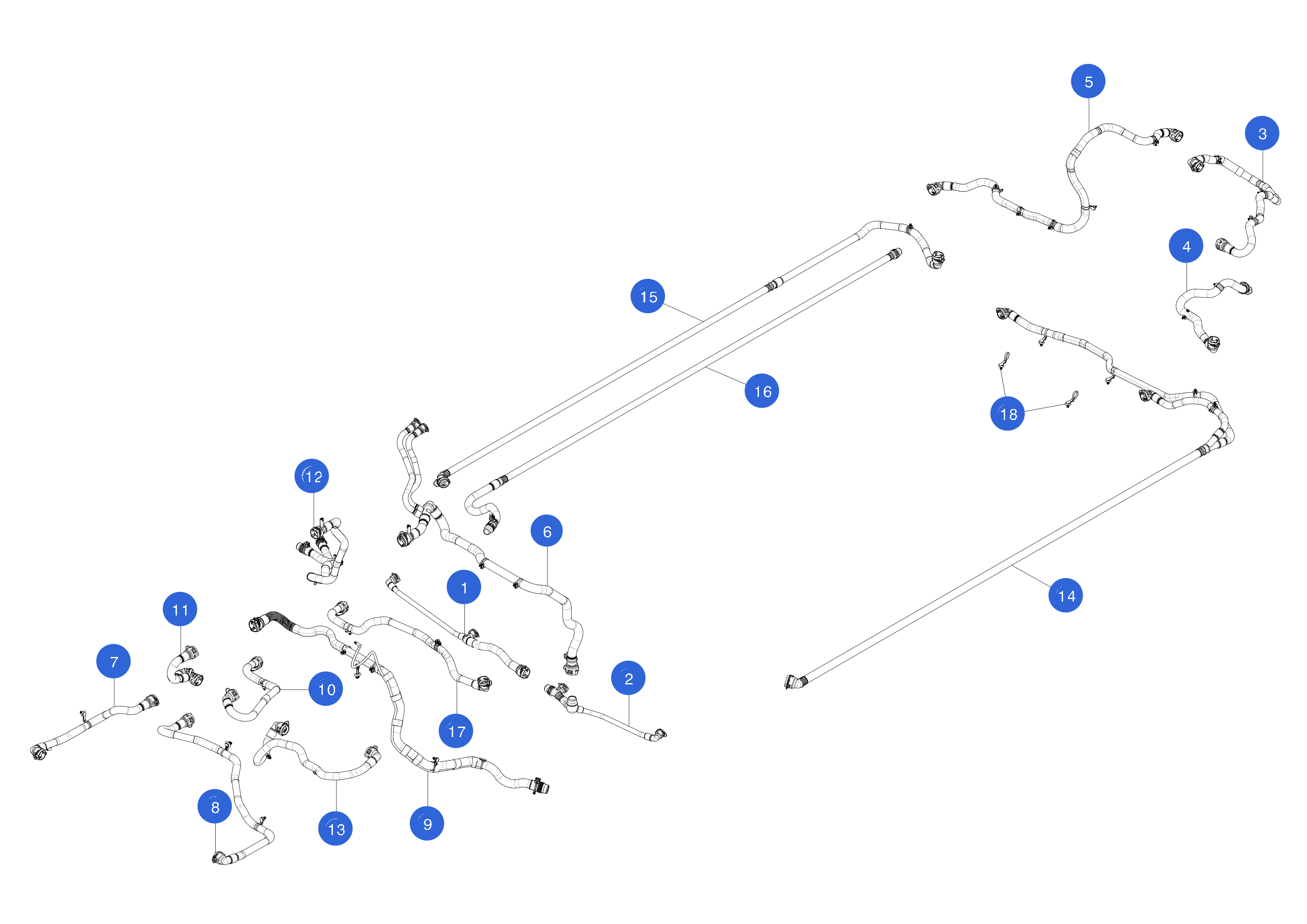 HOSE - CHILLER TO BATTERY - LEFT HAND DRIVE (1 pcs.) 1 – 1647662-00-E