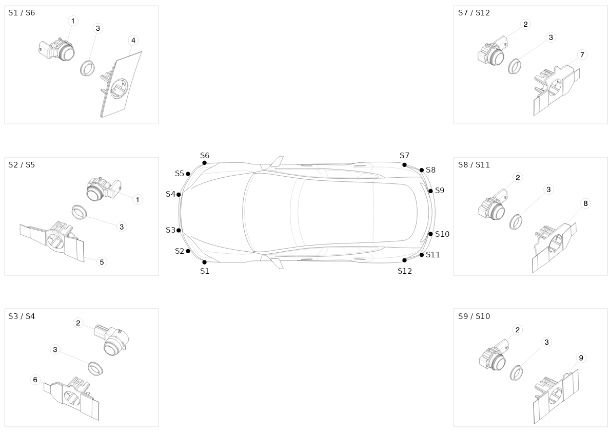 PARK ASSIST RETAINERS - S3 (1 pcs.) – 1048518-00-B