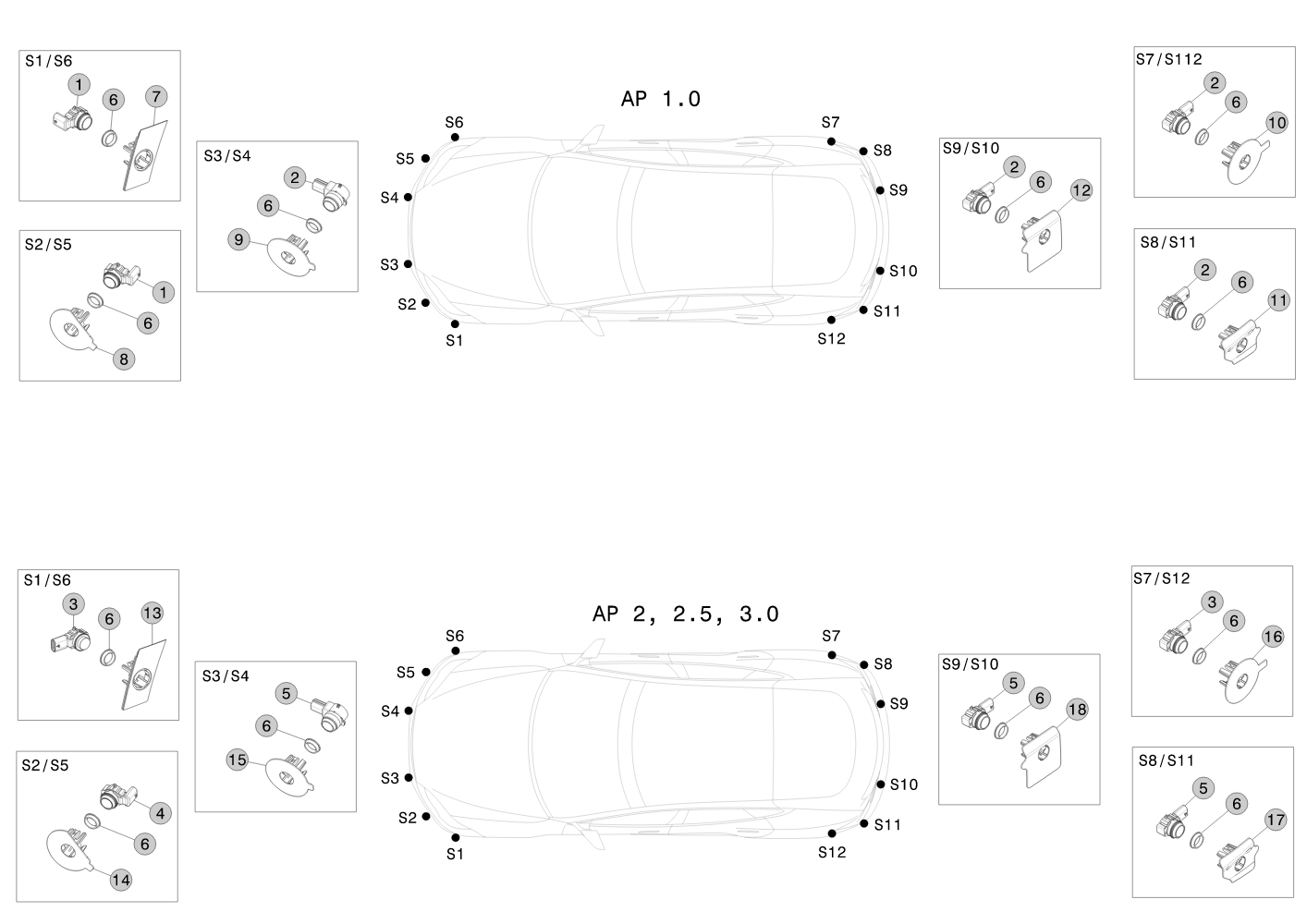 PARK ASSIST RETAINER S8 (1 pcs.) – 1097485-00-A