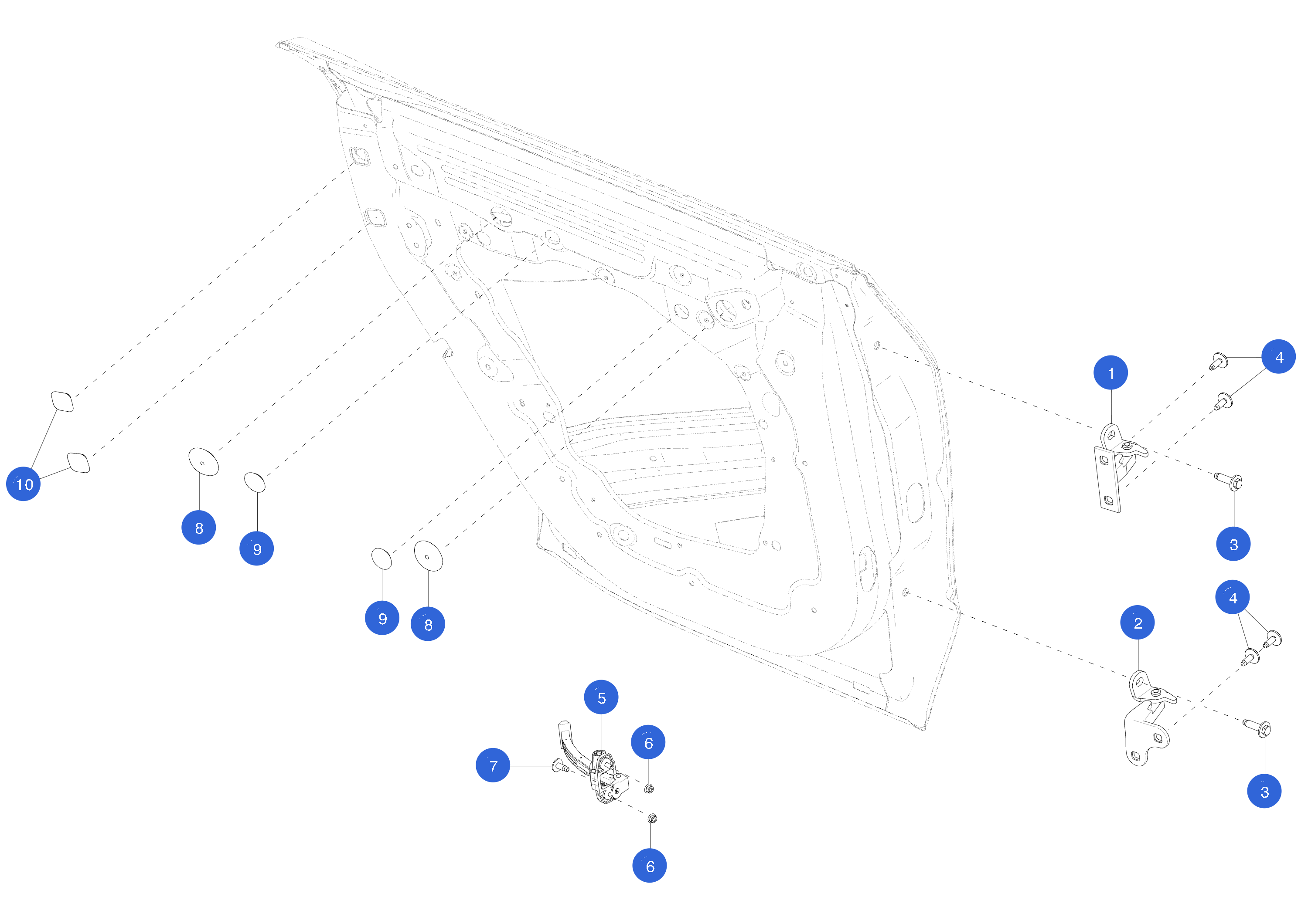 DOOR HINGE - REAR - LOWER - RIGHT HAND (1 pcs.) 1 – 1626080-00-C