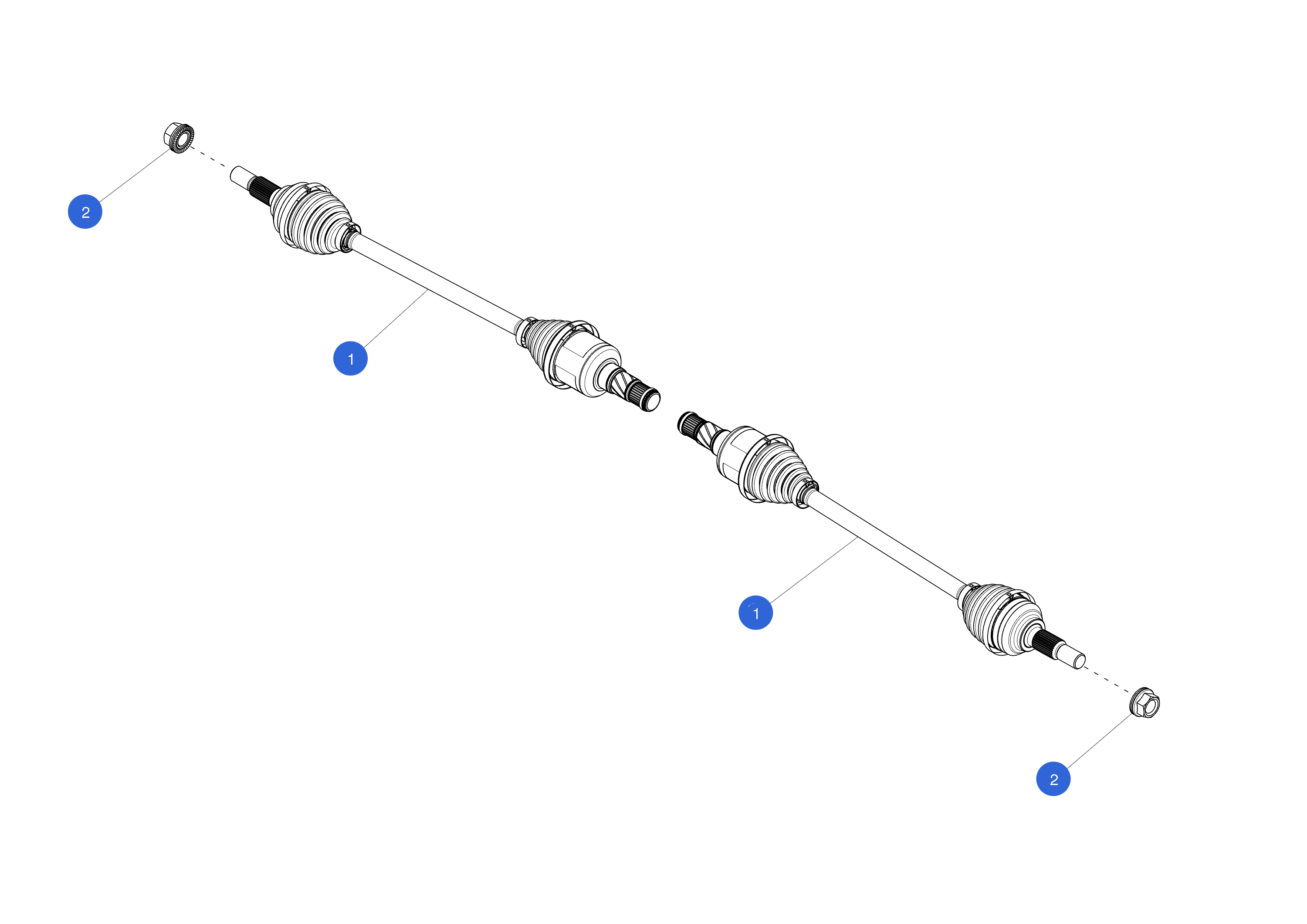 HALFSHAFT ASSEMBLY - REAR - 28MM X 580MM SHAFT (2 pcs.) – 1188165-00-A