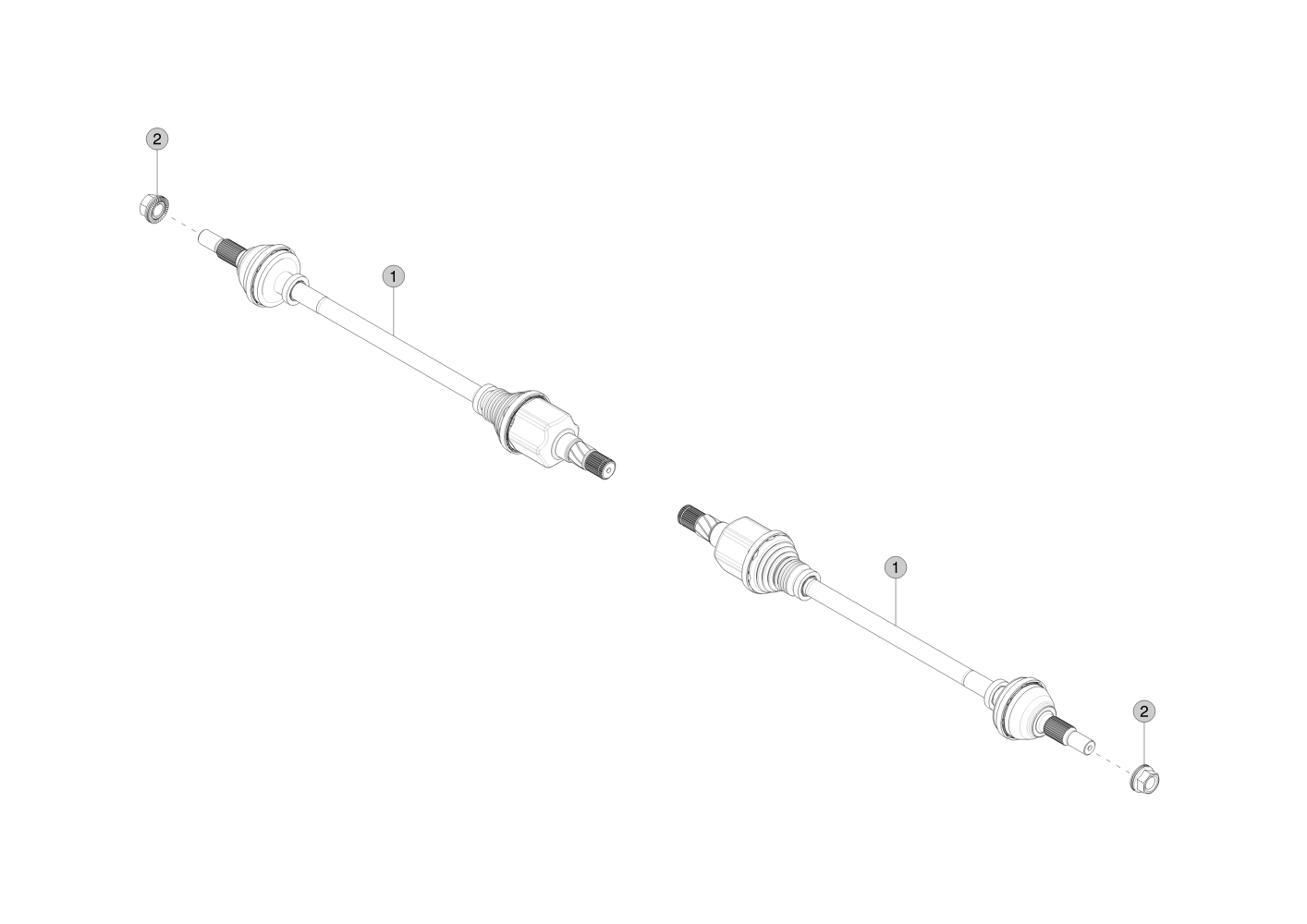 HALFSHAFT ASSEMBLY, REAR, 25MM X 570MM (1 pcs.) – 2188161-00-A