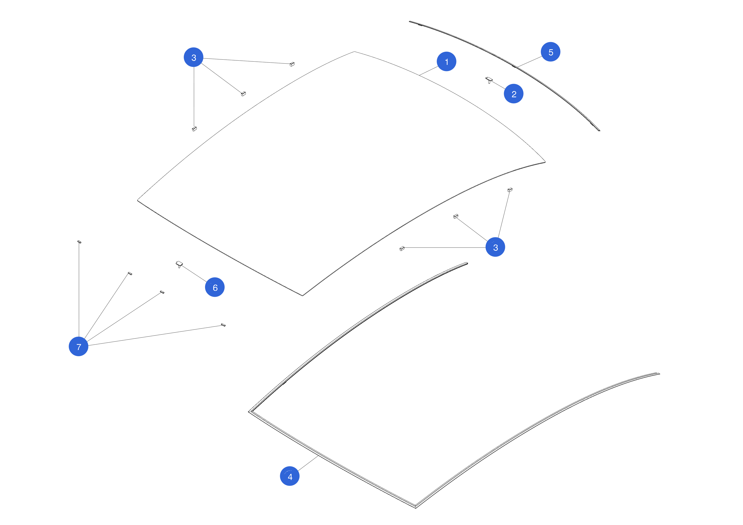 FIXED GLASS ROOF - PERIMETER SEAL ASSEMBLY (1 pcs.) – 1531353-00-A
