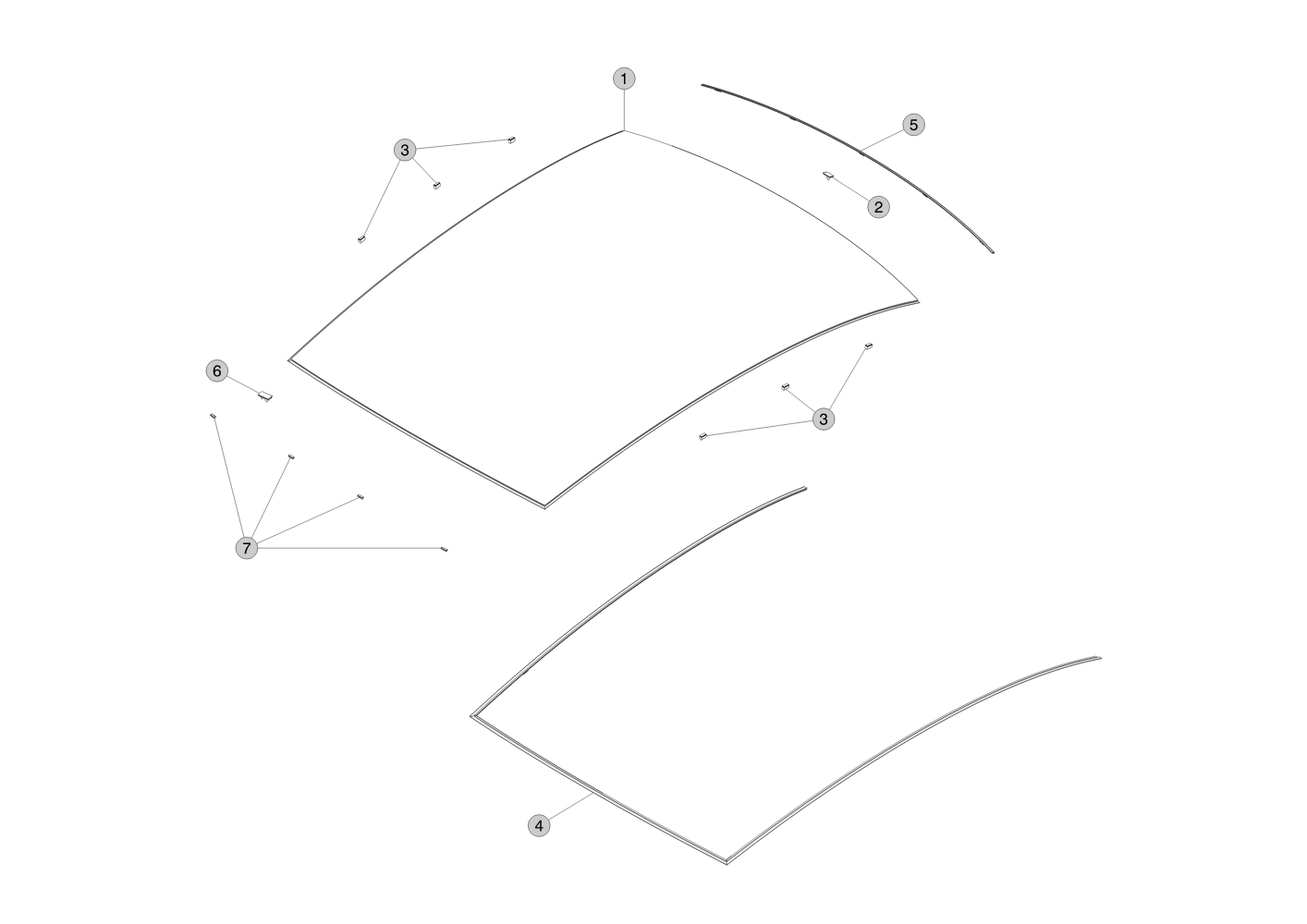 ROOF GLASS - REAR EDGE - SPACER – 1509218-00-A