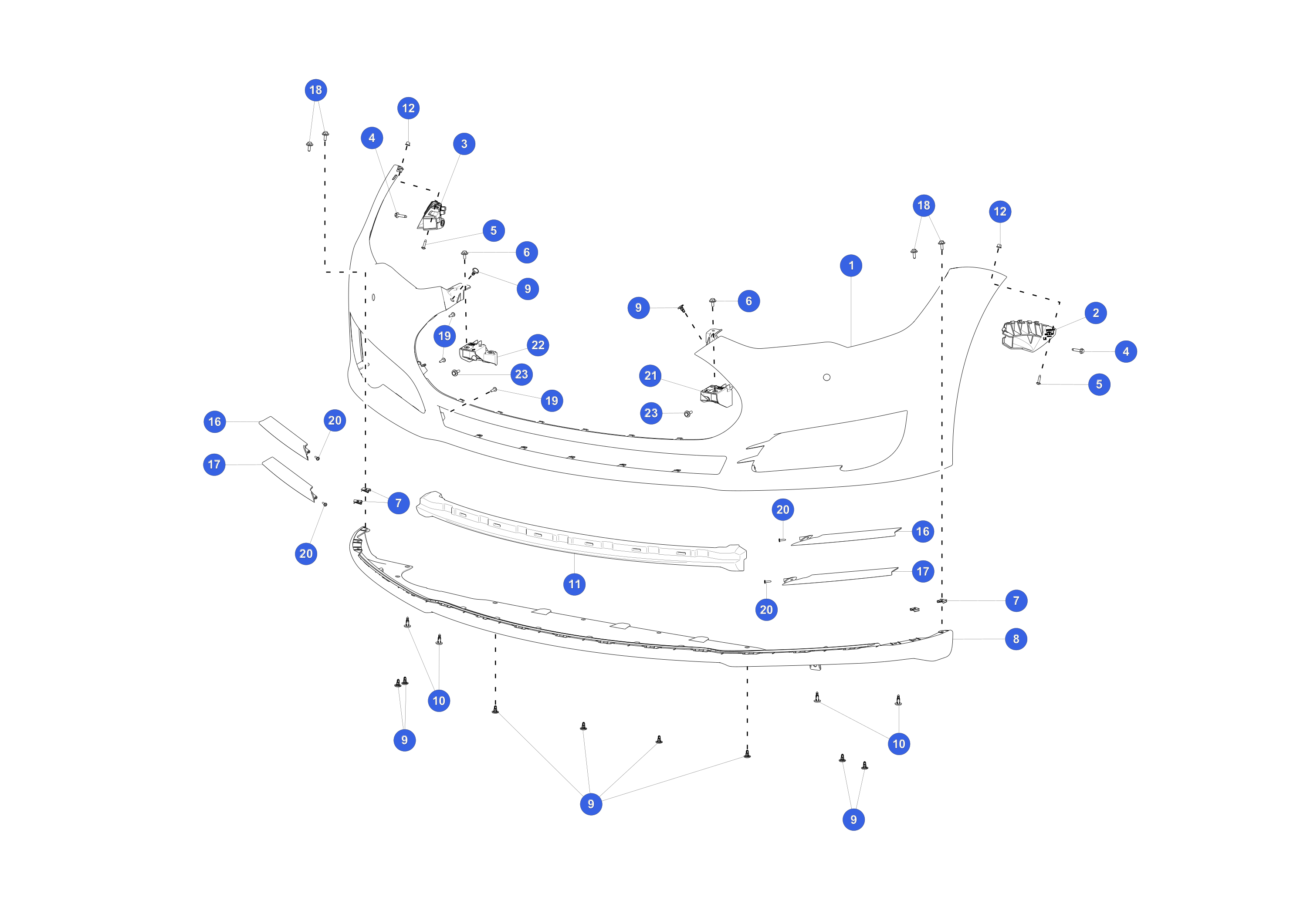 FRONT FASCIA UNPAINTED BASIC NO PARK ASSIST - SERVICE – 1068758-00-A
