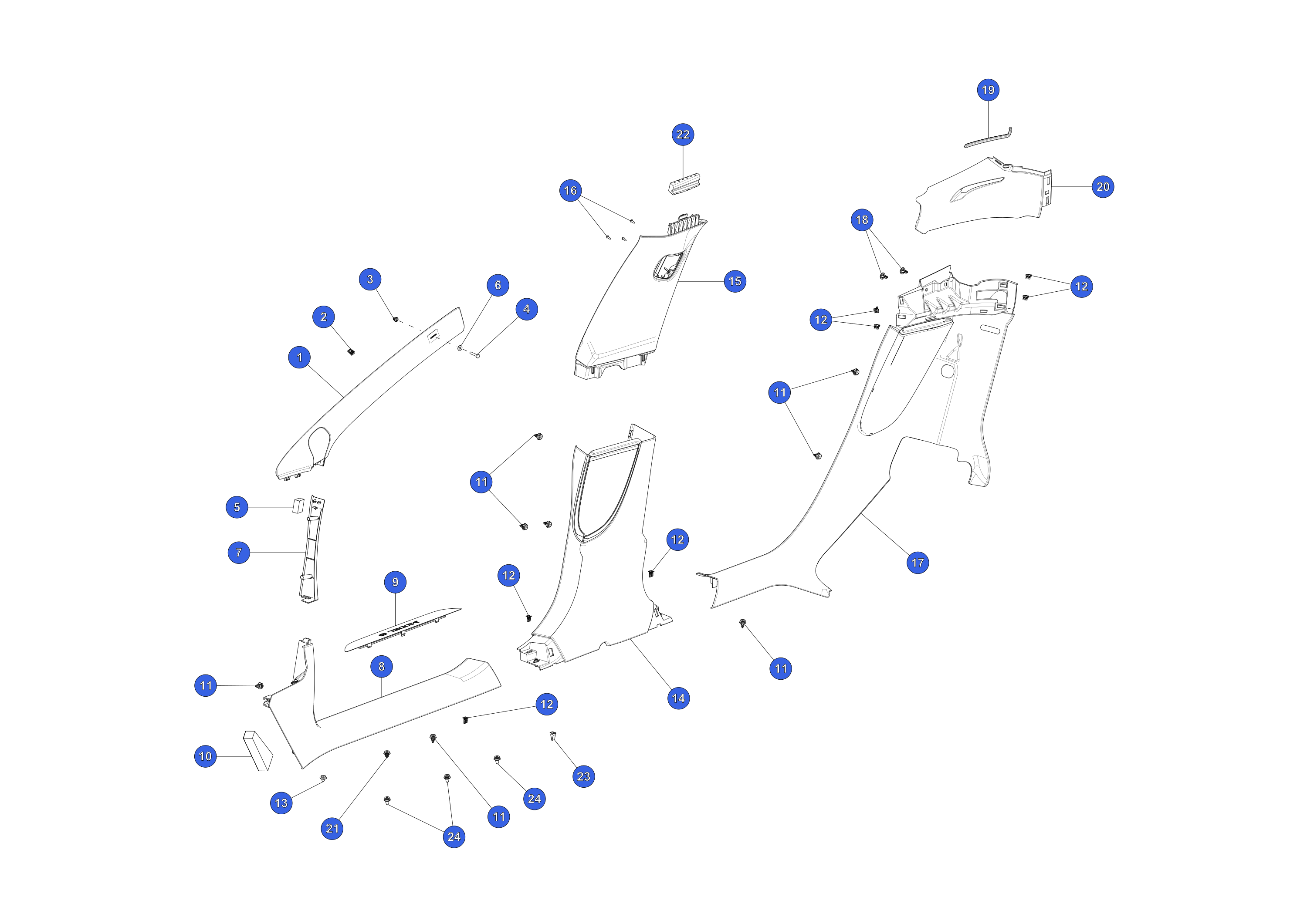 B-PILLAR TRIM LOWER LEFT HAND PUR BLACK - NON-WRAPPED – 1024631-21-G