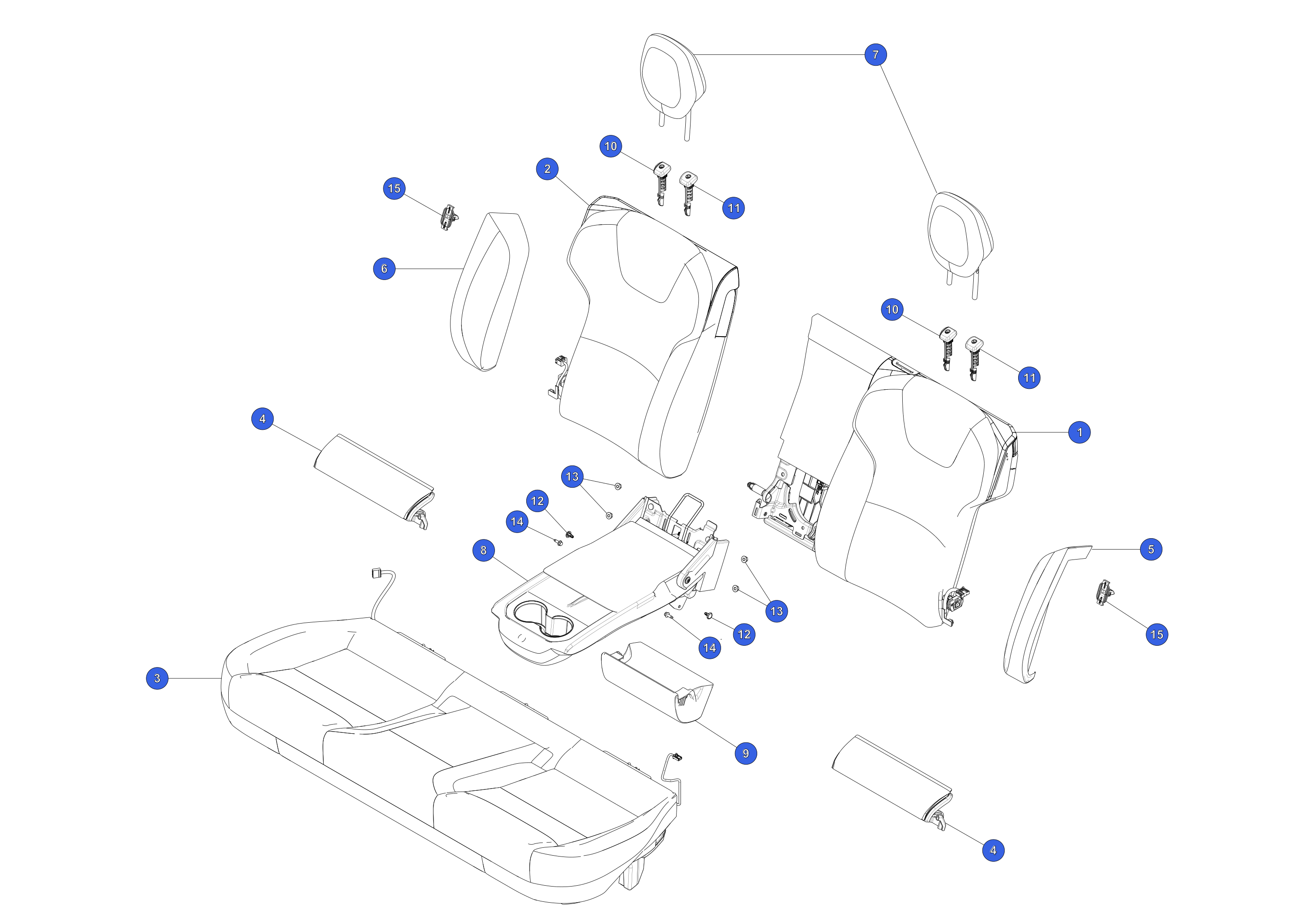 2ND ROW CENTER ARMREST - PERFORMANCE WHITE – 1614167-91-G