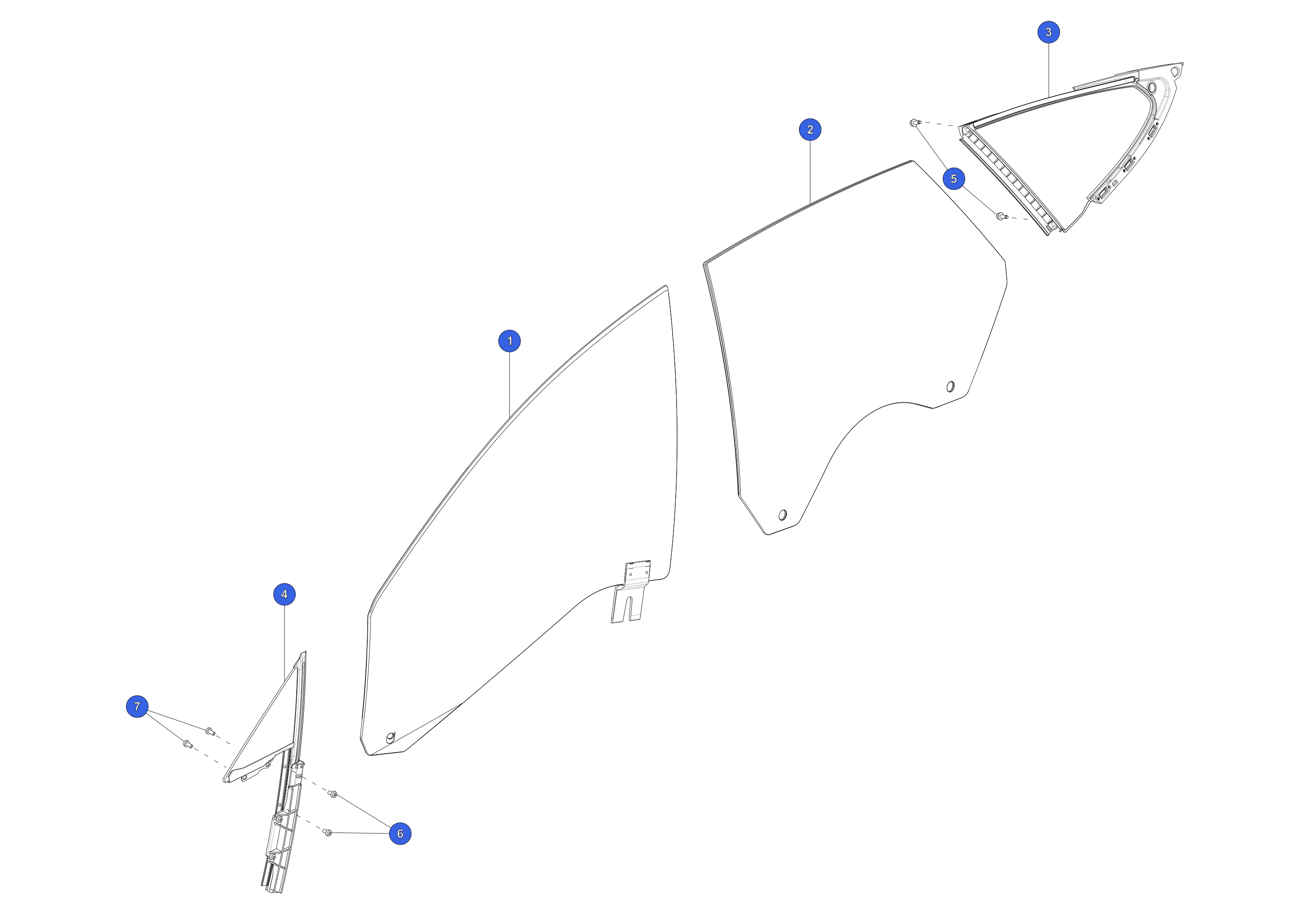 REAR QUARTER GLASS ASSEMBLY - LEFT HAND – 1600155-00-C