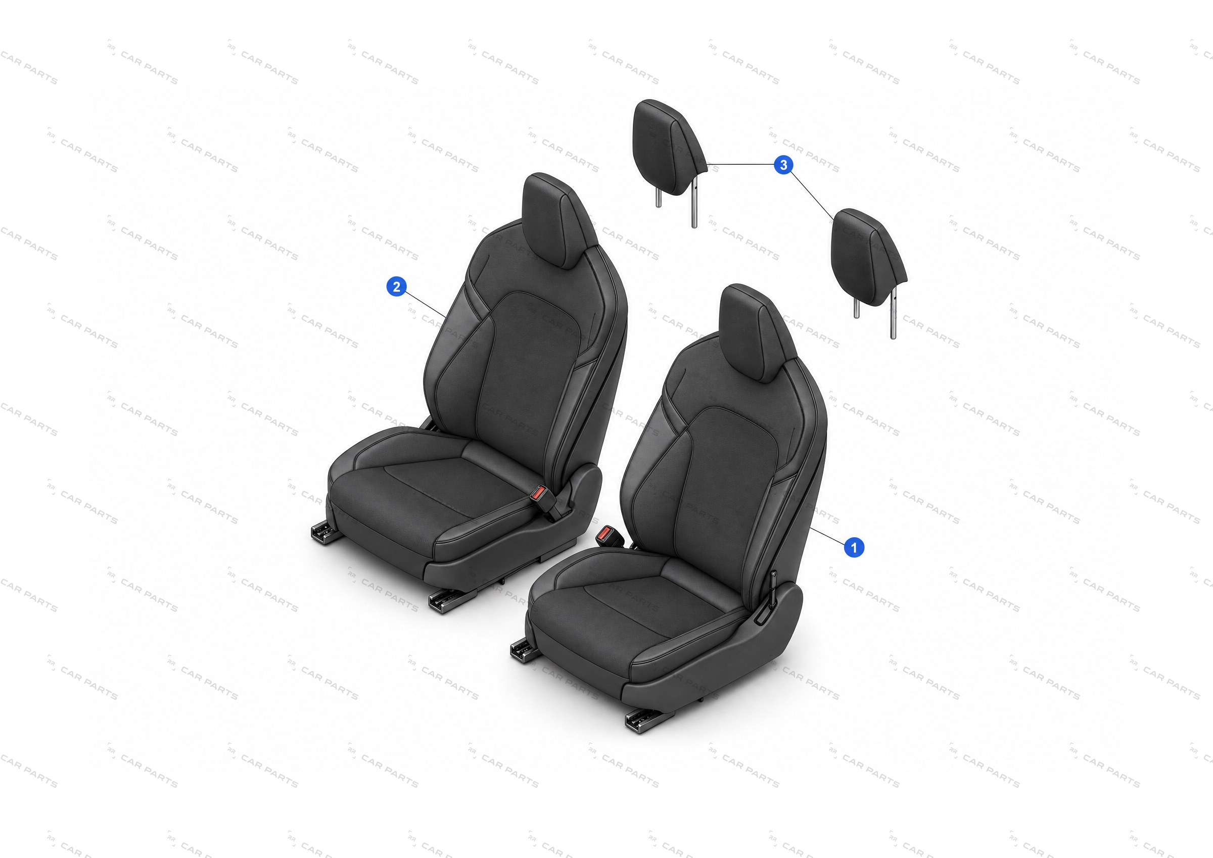 FIRST ROW SEAT ASSEMBLY - NO VENT - LUMBAR - FARSIDE AIRBAG - LEFT HAND DRIVE - LEFT HAND - TEXTILE – 1710042-C1-C