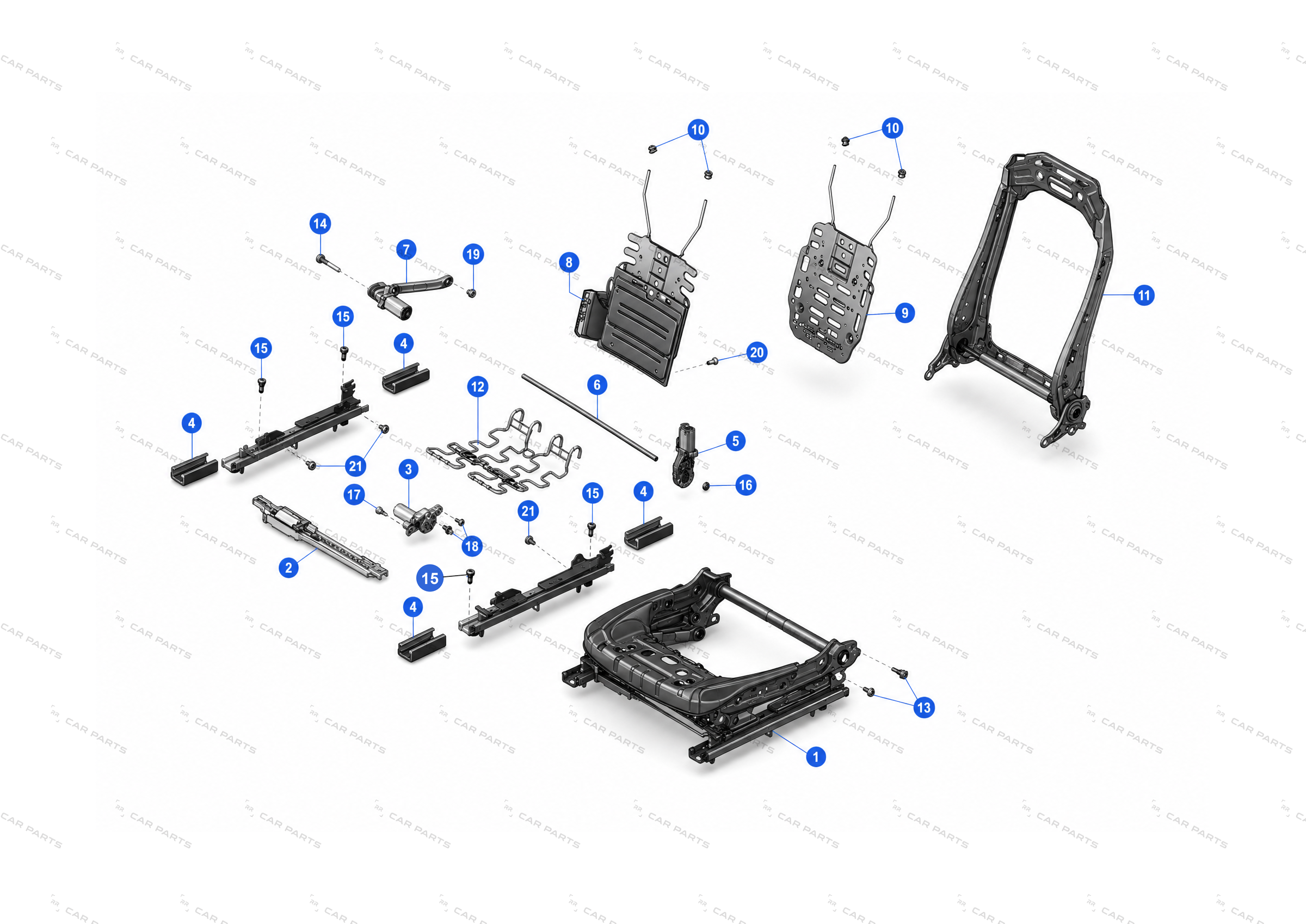 FIRST ROW SEAT 2- WAY CUSHION FRAME POWER ASSEMBLY FOR THE BASE TRIM PASSENGER SEAT – 2163854-00-C