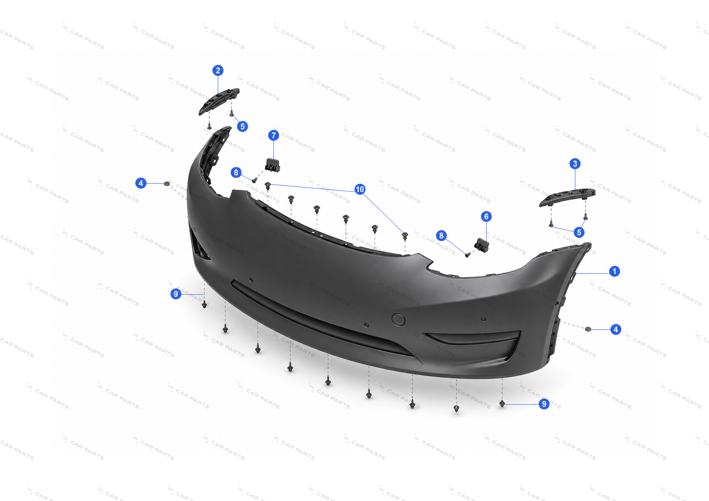 FRONT FASCIA SERVICE - WITH PARKING ASSIST BRACKETS - UNPAINTED – 1493736-SC-A